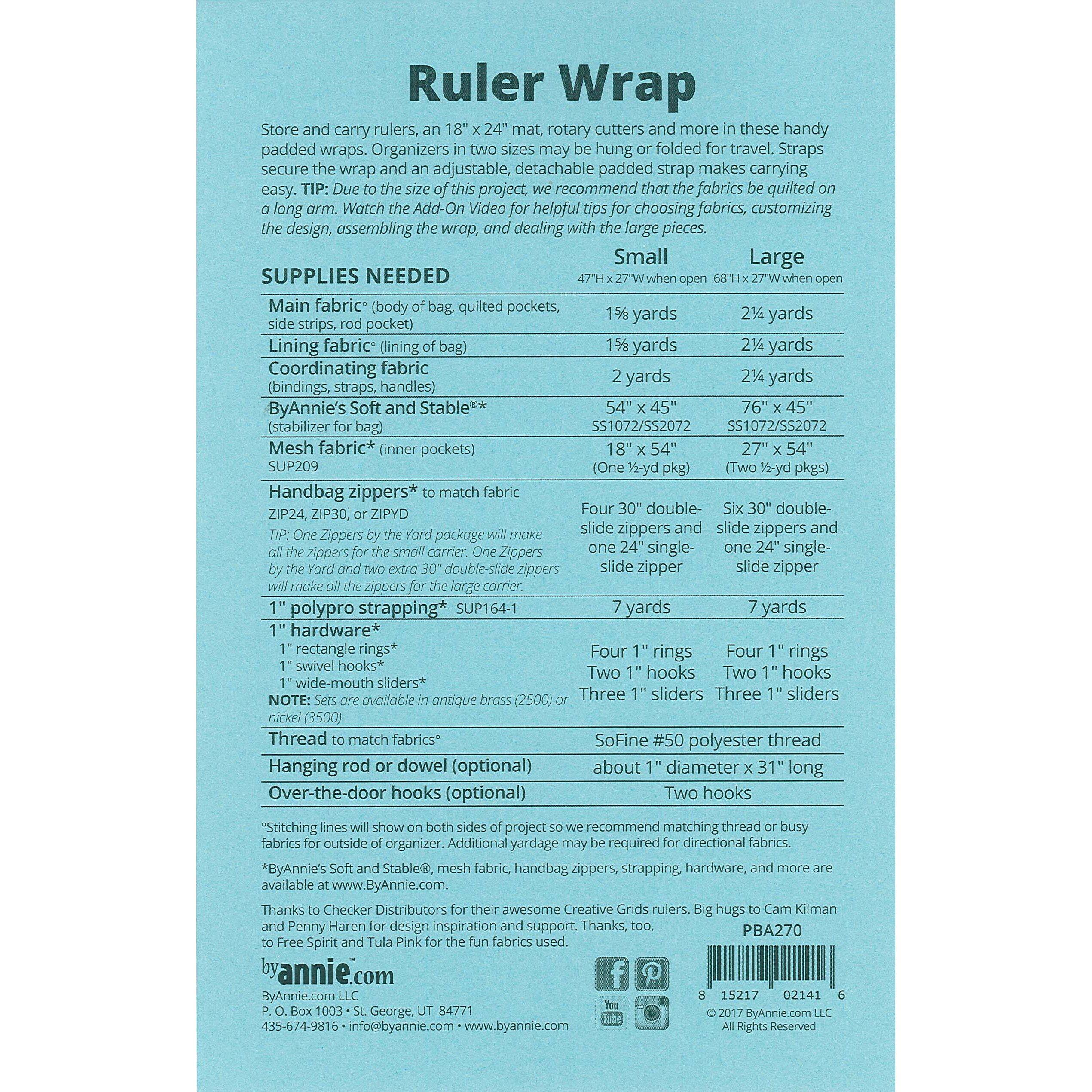 Ruler Wrap Pattern by Annie 815217021416 - Quilt in a Day Patterns