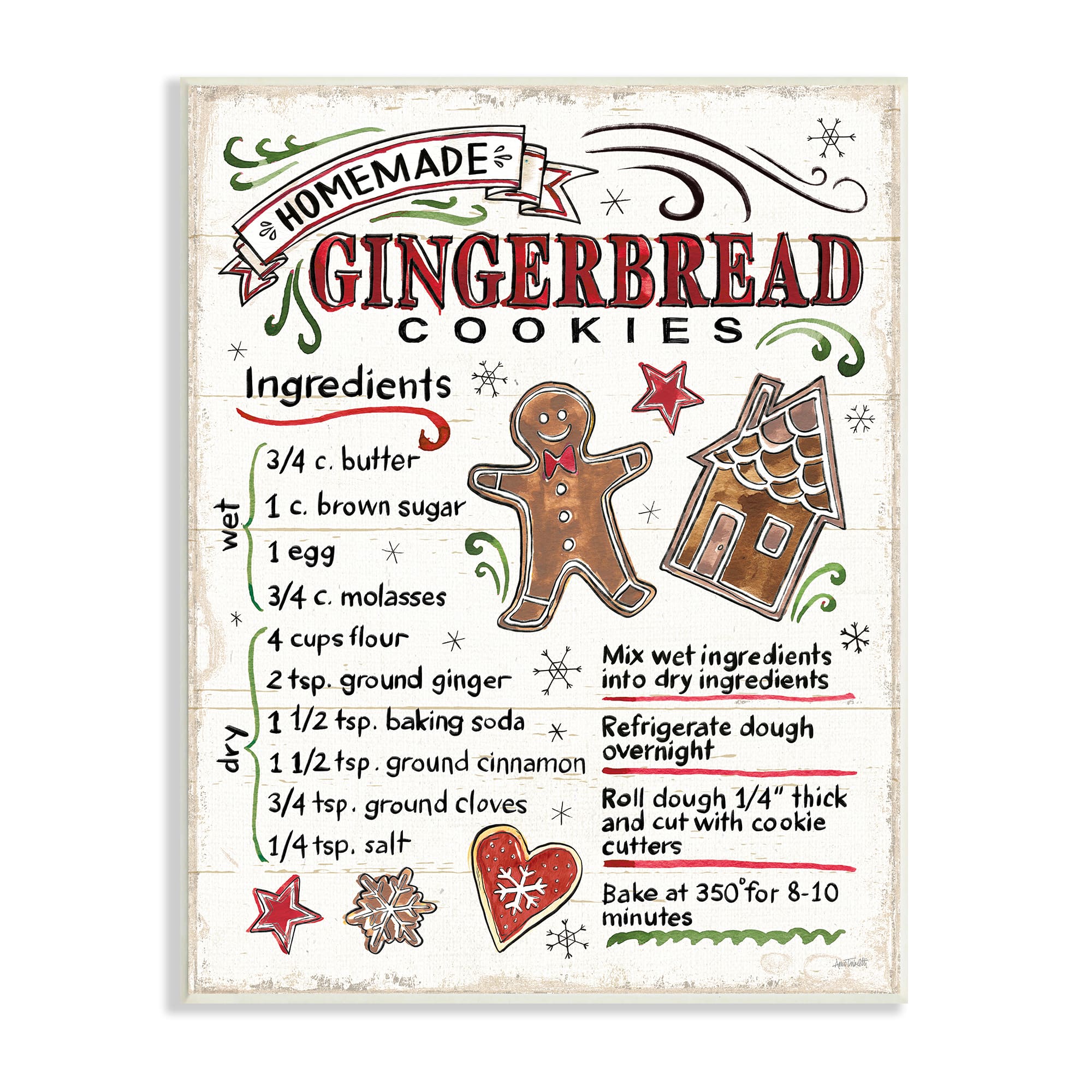 Stupell Industries Homemade Gingerbread Cookies Recipe Canvas Wall Art