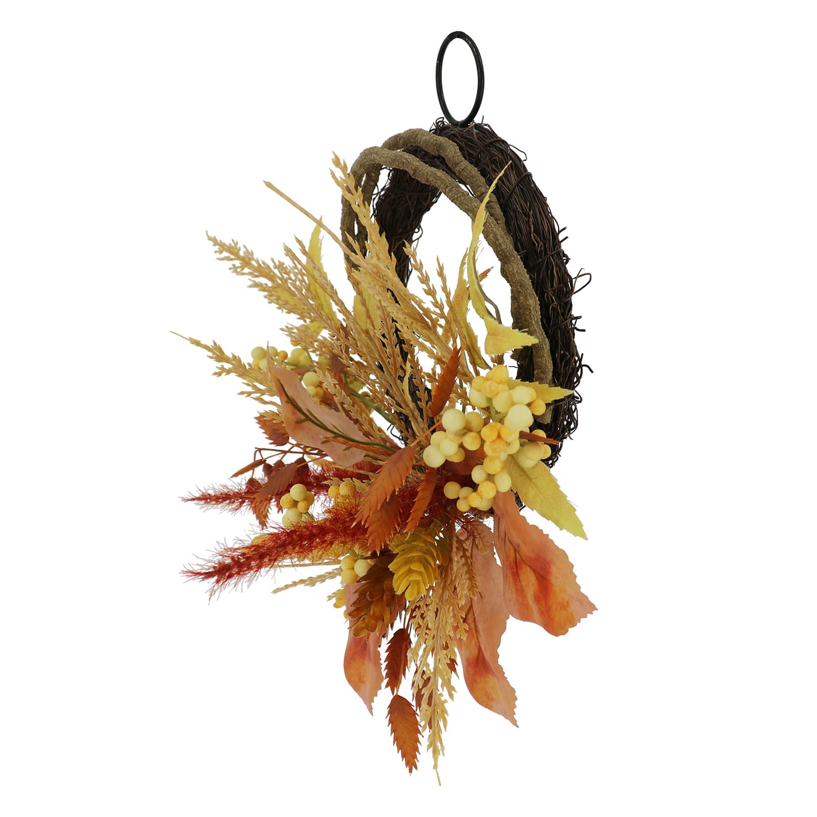 12" Mini Orange & Yellow Heather with Berries Wreath by Ashland®