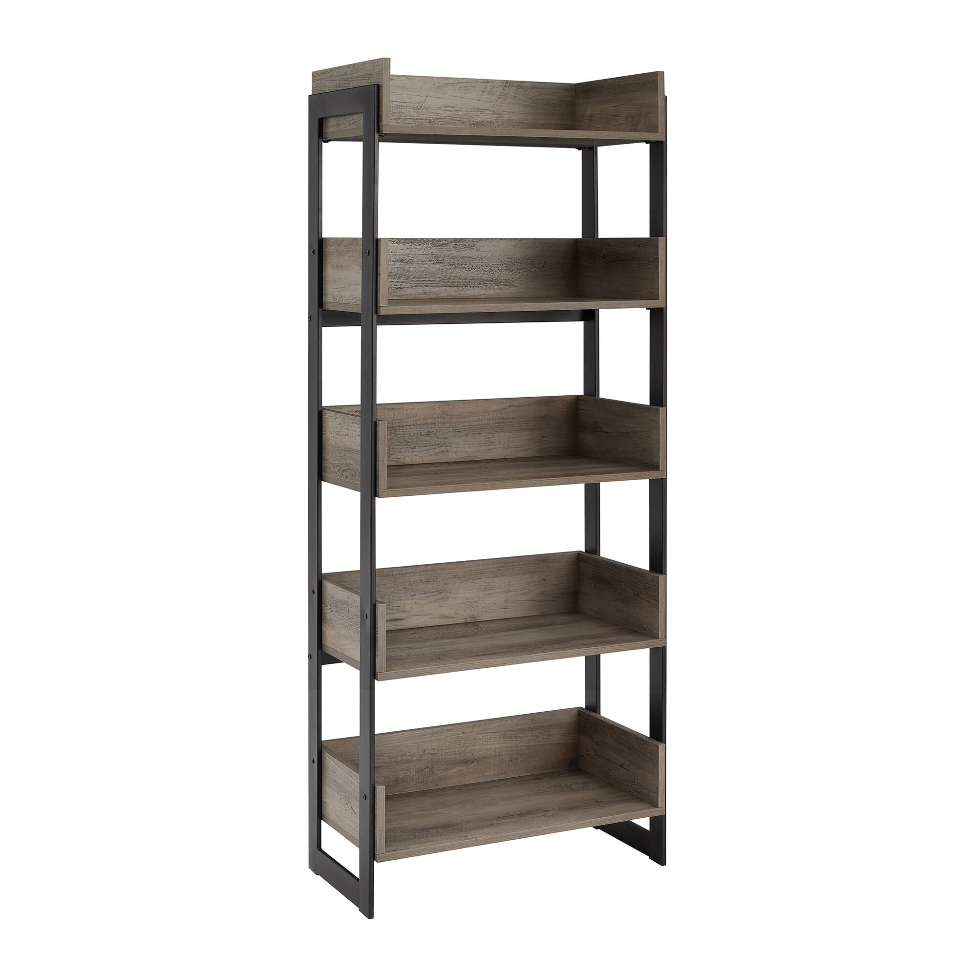Walker Edison 64&#x22; Graywash 5-Shelf Bookshelf