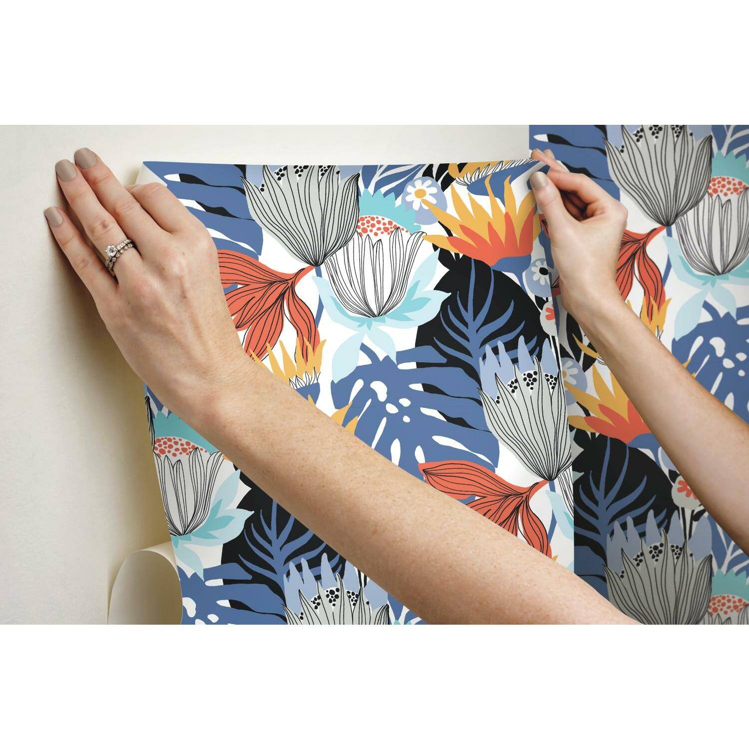 RoomMates Retro Tropical Leaves Peel & Stick Wallpaper