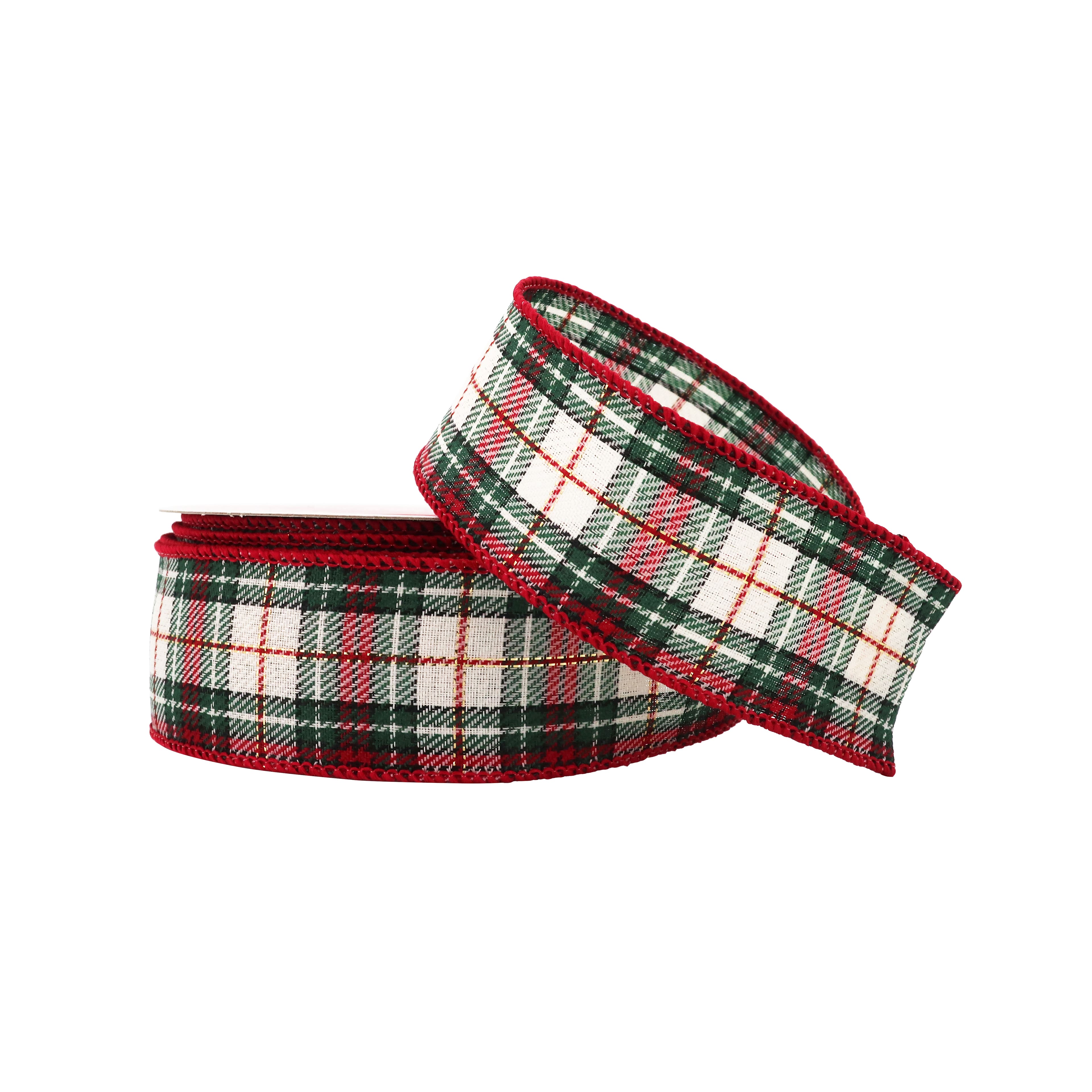 1.5&#x22; x 30ft. Green &#x26; Red Wired Plaid Ribbon by Celebrate It&#xAE; Christmas