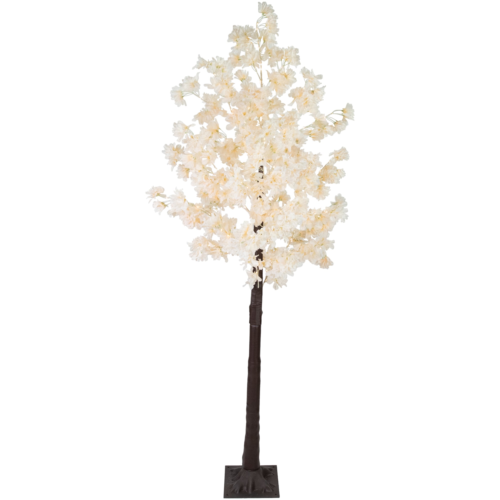 6ft. Pre-Lit White Floral Artificial Christmas Tree, Warm White LED Lights
