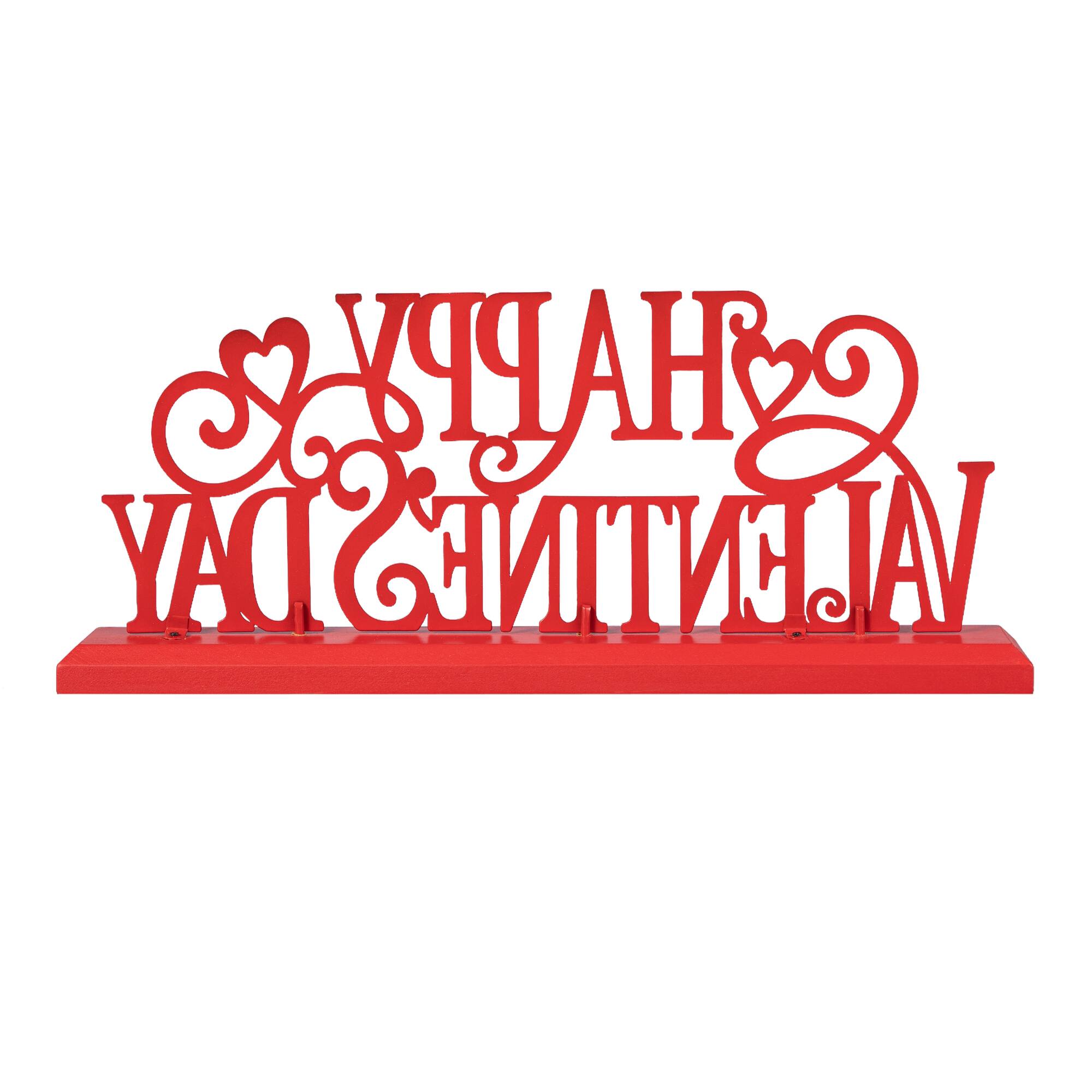 Glitzhome&#xAE; 16&#x22; Wooden &#x26; Metal Happy Valentine&#x27;s Day Table D&#xE9;cor