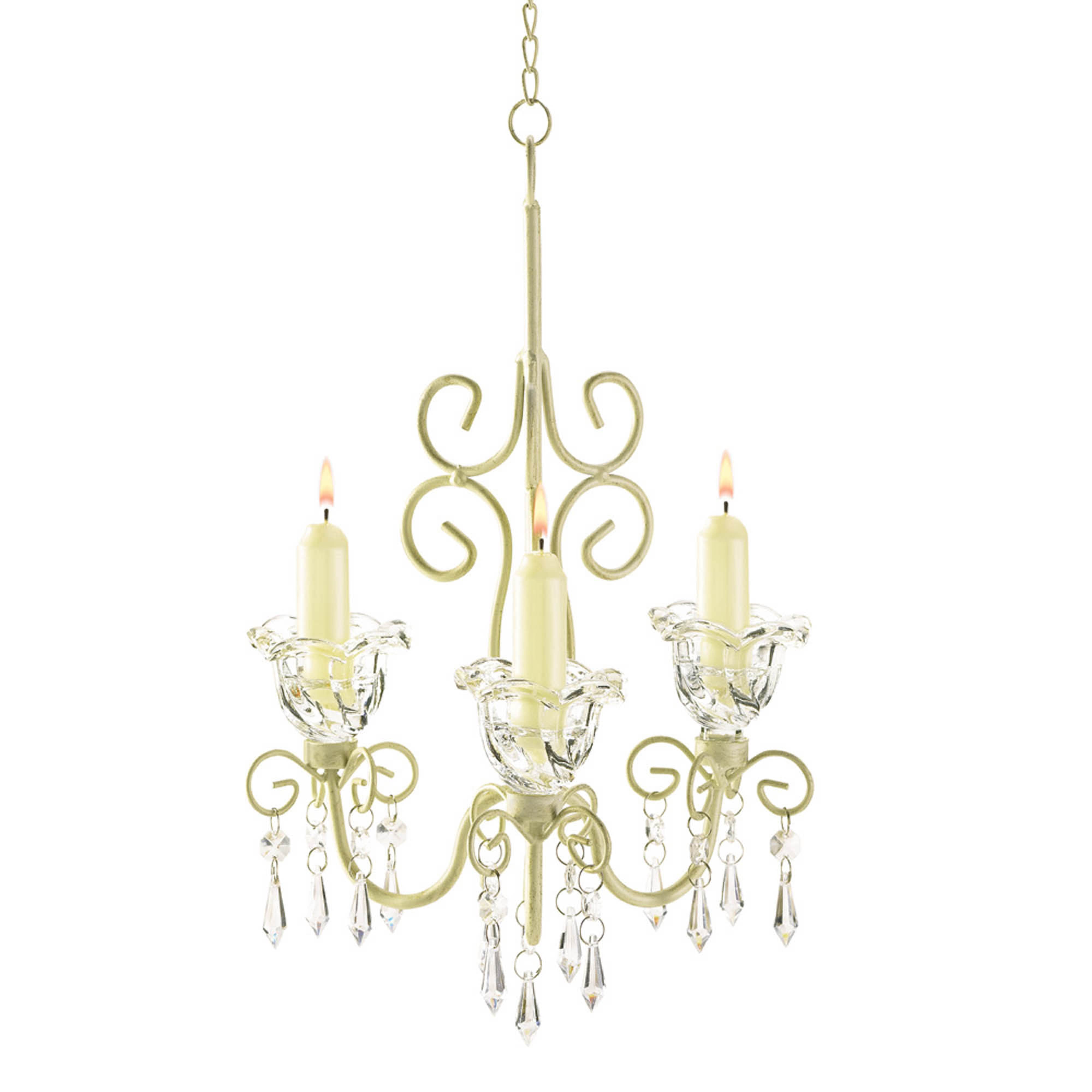 24.75&#x22; Shabby Elegance Scrollwork Candle Chandelier