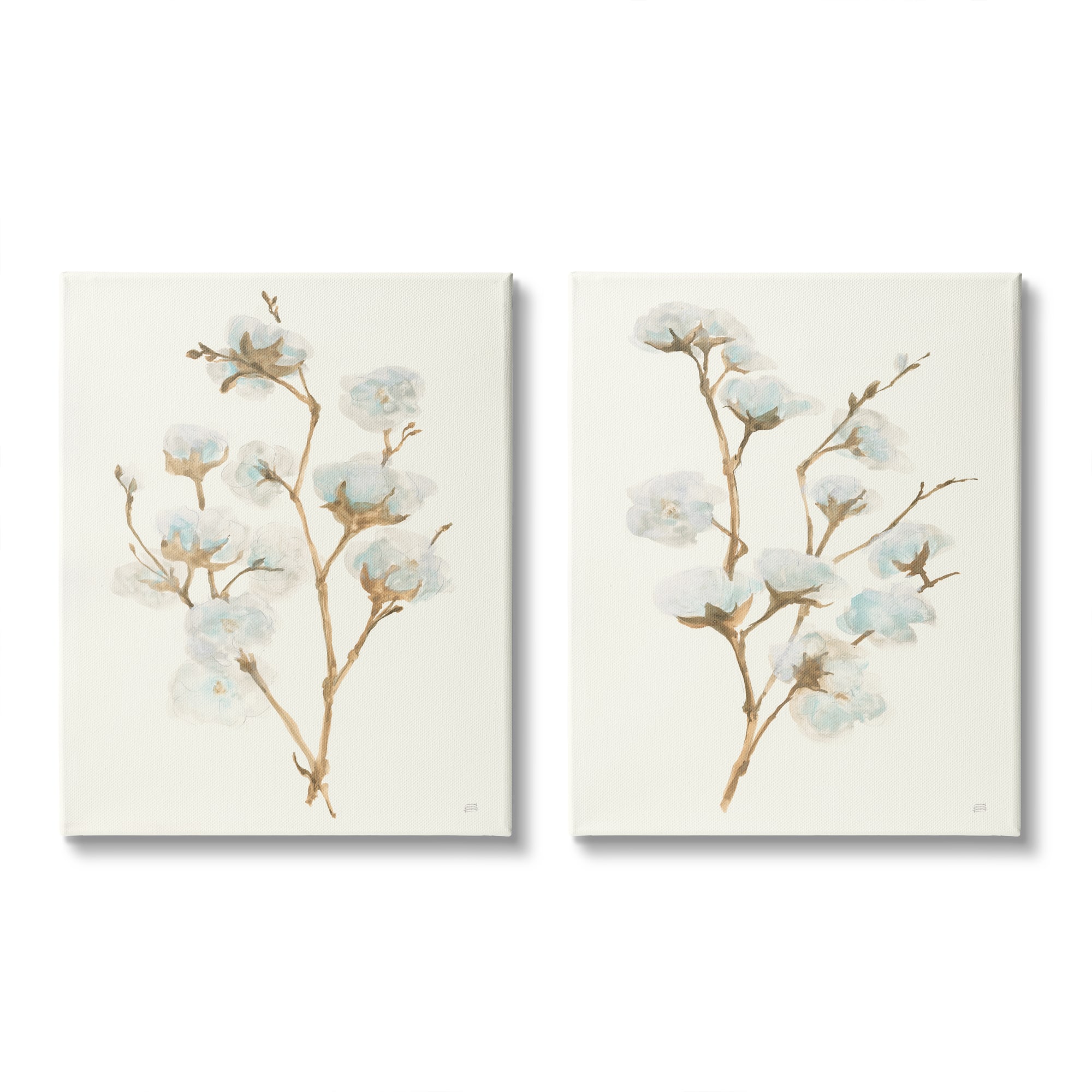 Stupell Industries Cotton Flower Stems Canvas Wall Art Set