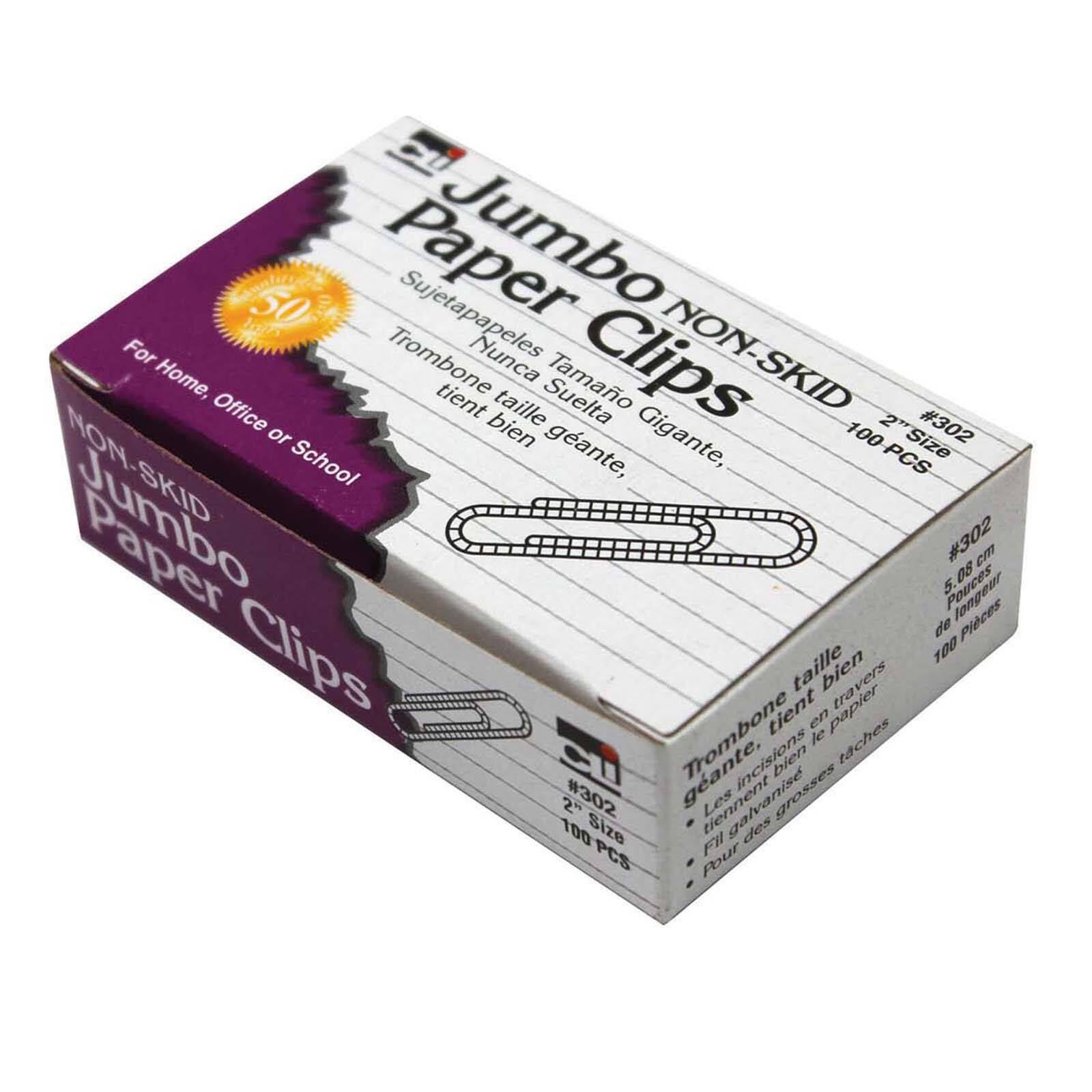 Charles Leonard 2&#x22; Jumbo Silver Non-Skid Paper Clips, 20 Packs of 100