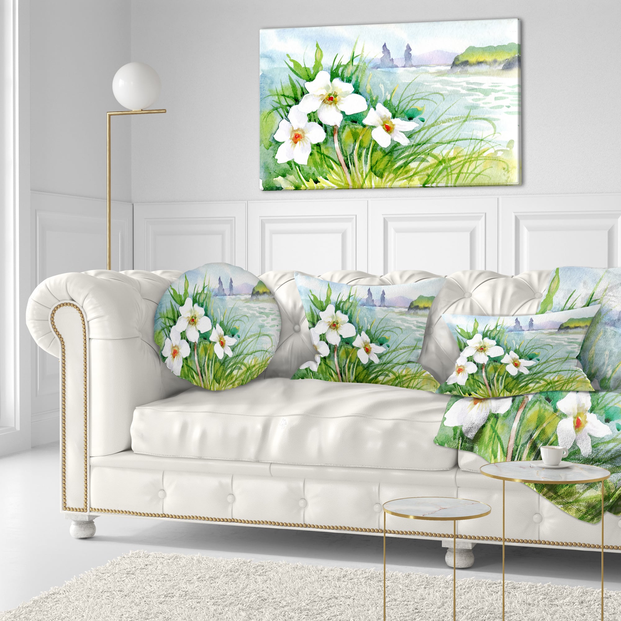 Designart - Blooming Flowers on Summer River - Landscape Artwork Canvas