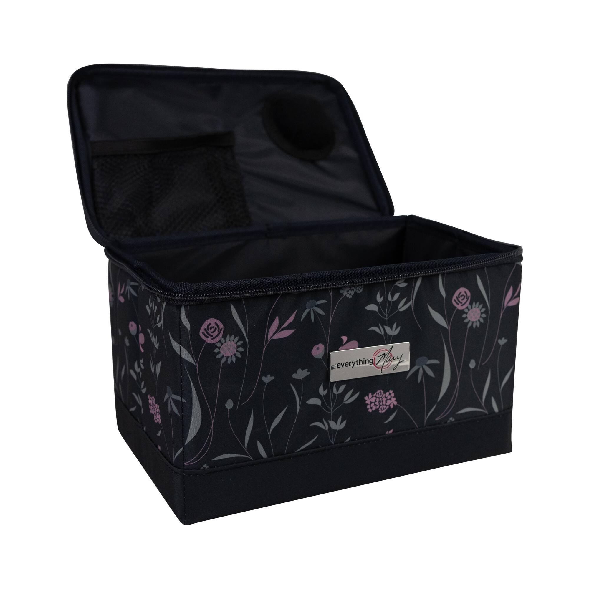 Everything Mary Pink & Gray Floral Collapsible Sewing Kit Organizer Box