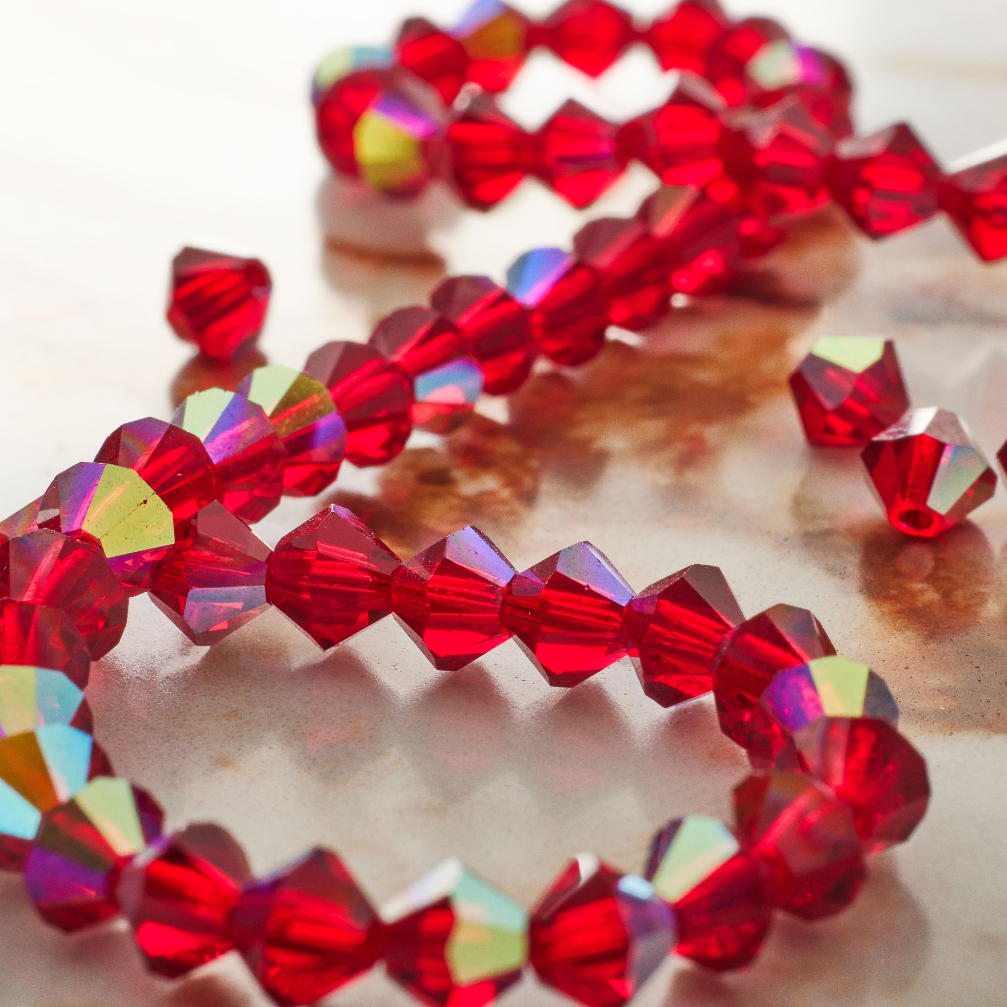 Light Siam Preciosa Crystal Czech Bicone Beads, 3mm, 4mm,Holiday Red  Crystal Beads,Bright Red Bicone Crystal Beads, Flag Red Crystal Beads