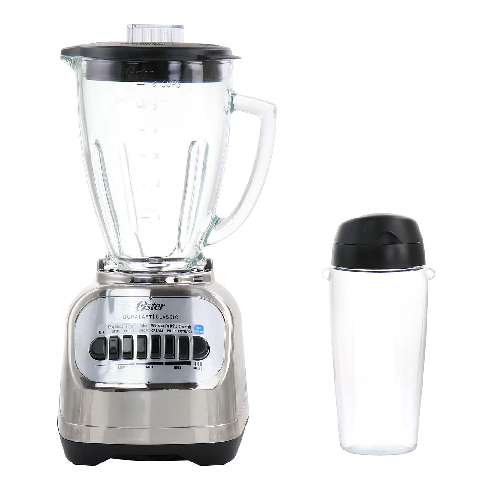 Oster Easy-to-Use 6-Cup Glass Jar Blender, Food Chopper and Ice Crush,  Smoothie Blender, White 