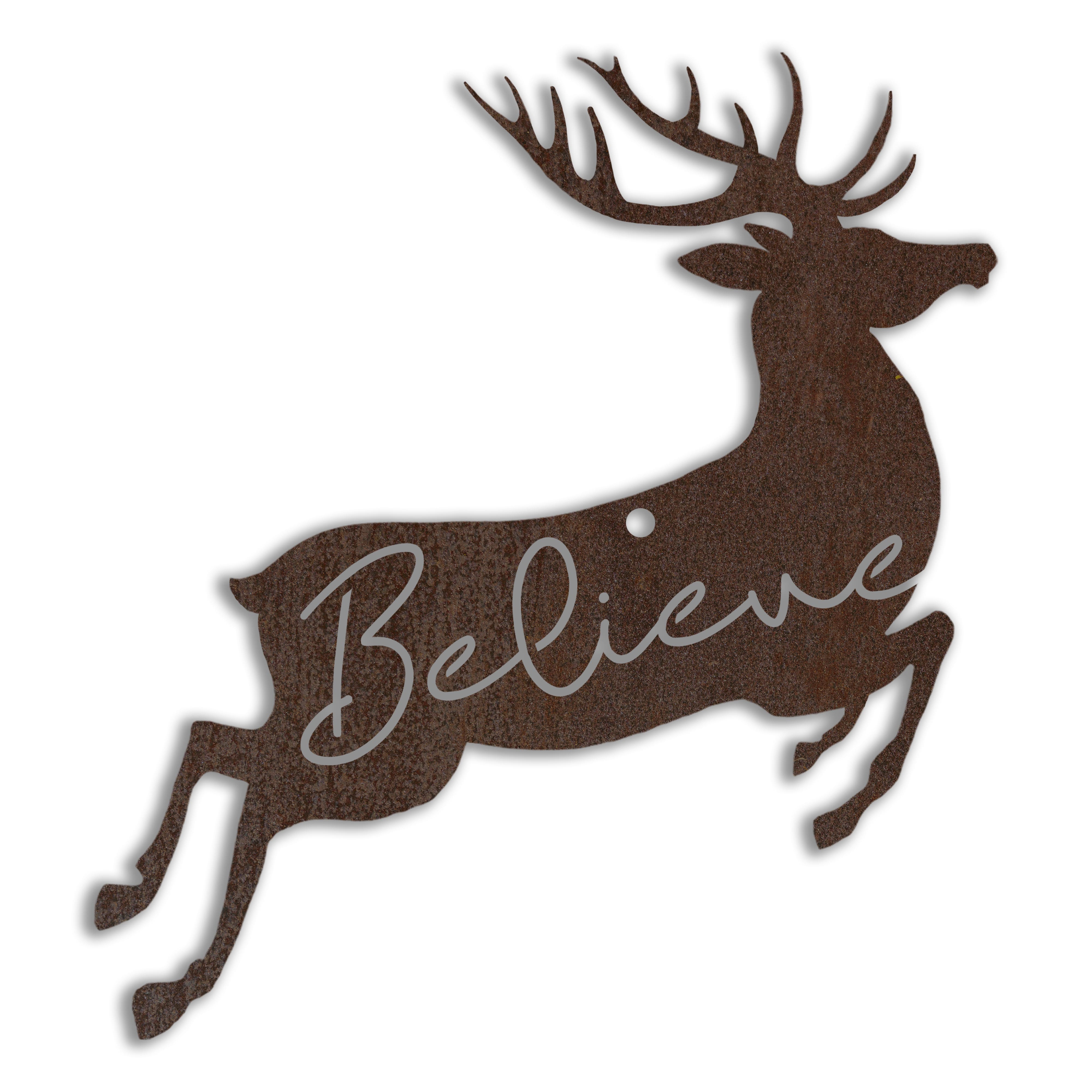4&#x22; Believe Reindeer Metal Ornament