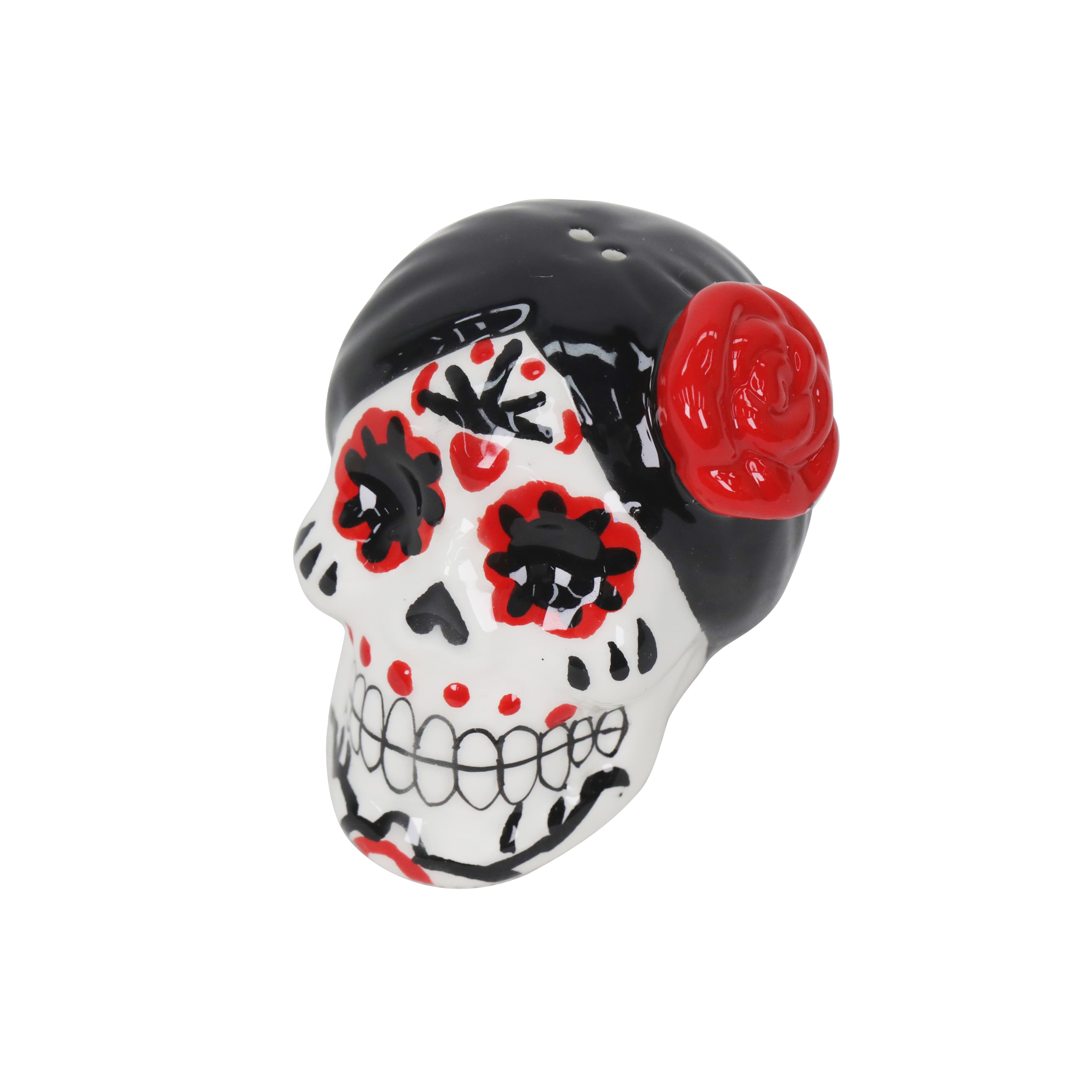Day of the Dead Sugar Skull Ceramic Salt &#x26; Pepper Shaker Set by Ashland&#xAE;