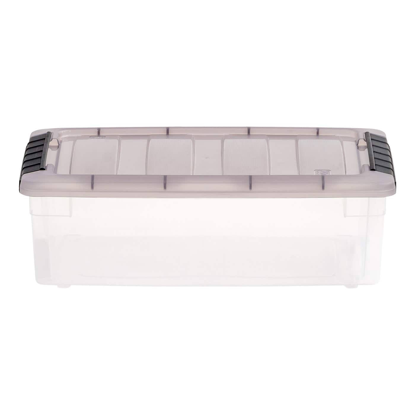 IRIS Stack & Pull Clear Plastic Storage Boxes with Gray Lid
