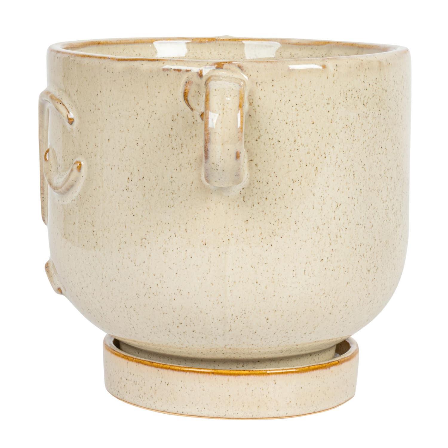 Hello Honey® 8.25" Cream Stoneware Face Planter & Saucer