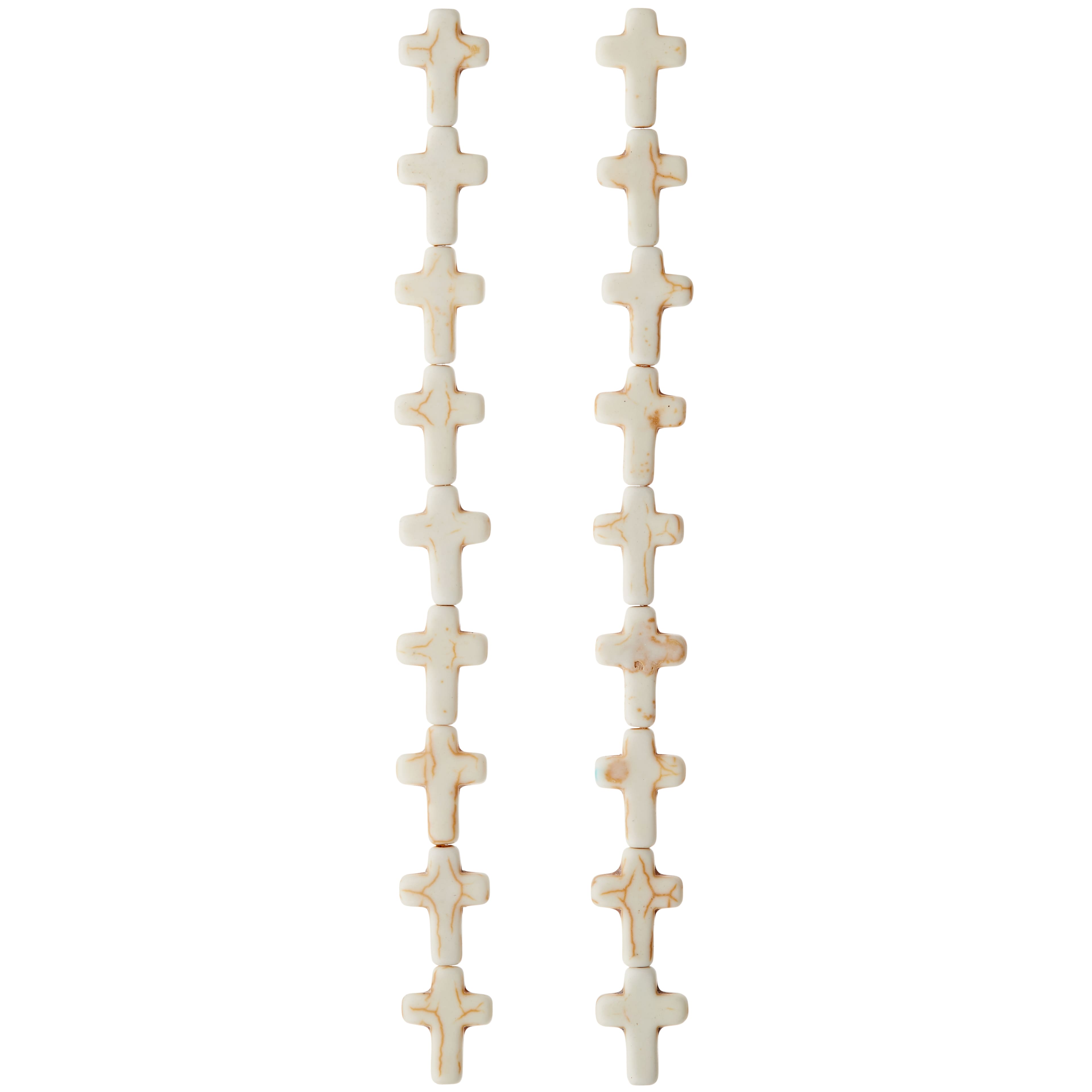 12 Pack:  White Stone Cross Beads, 15mm by Bead Landing&#x2122;