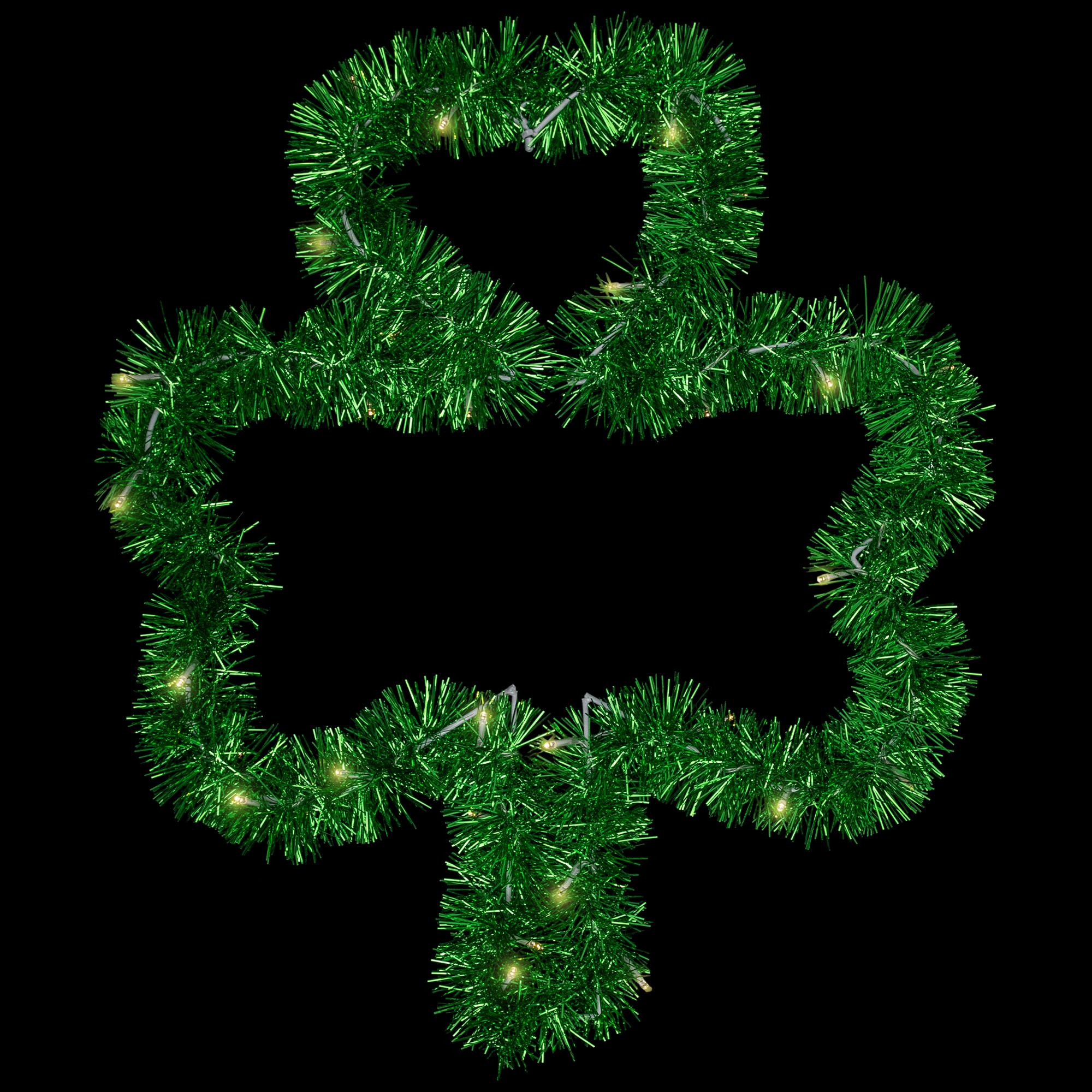 25" Green LED Lighted Tinsel Shamrock St. Patrick's Day Window Silhouette