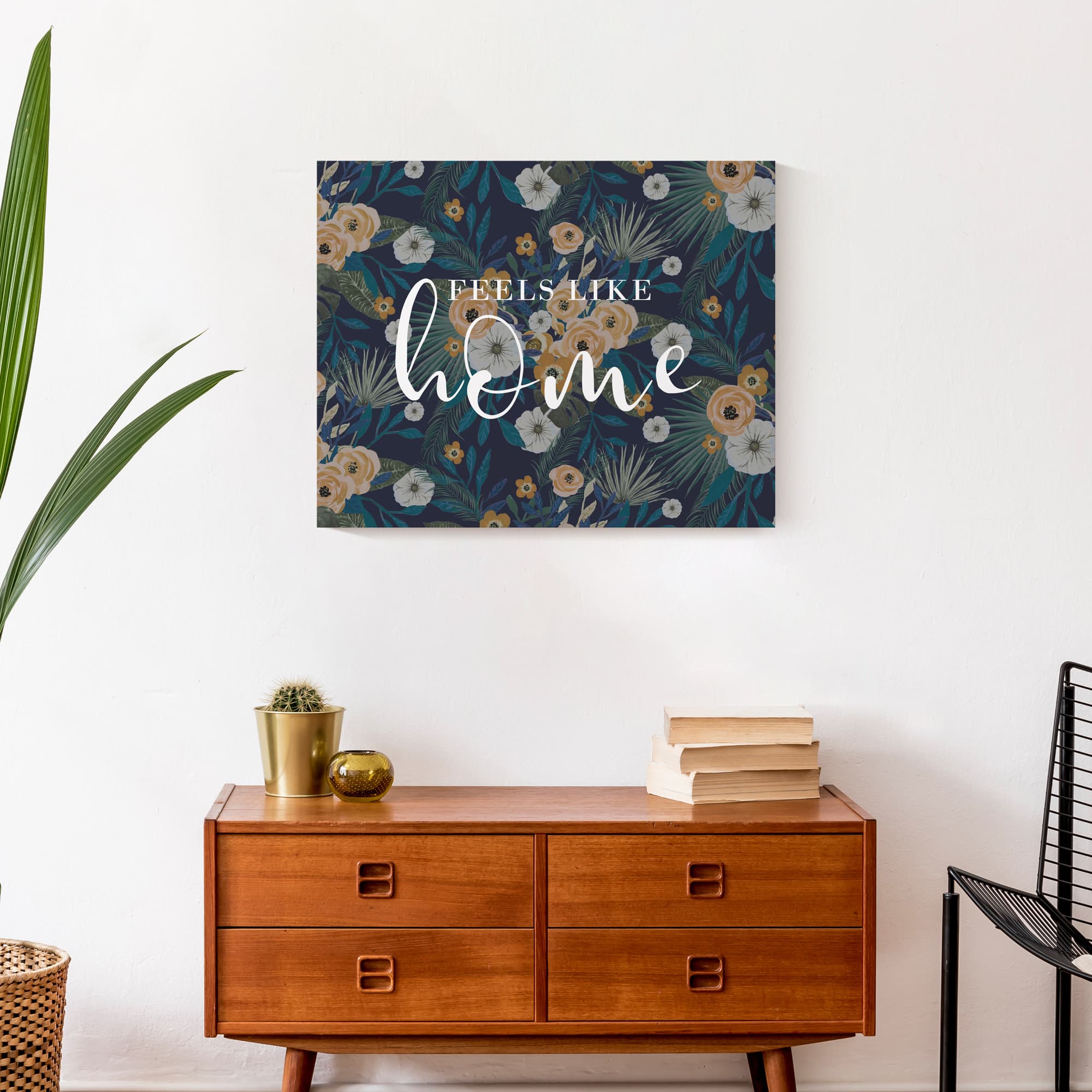 Feels Like Home Tropical Floral Canvas Wall Art
