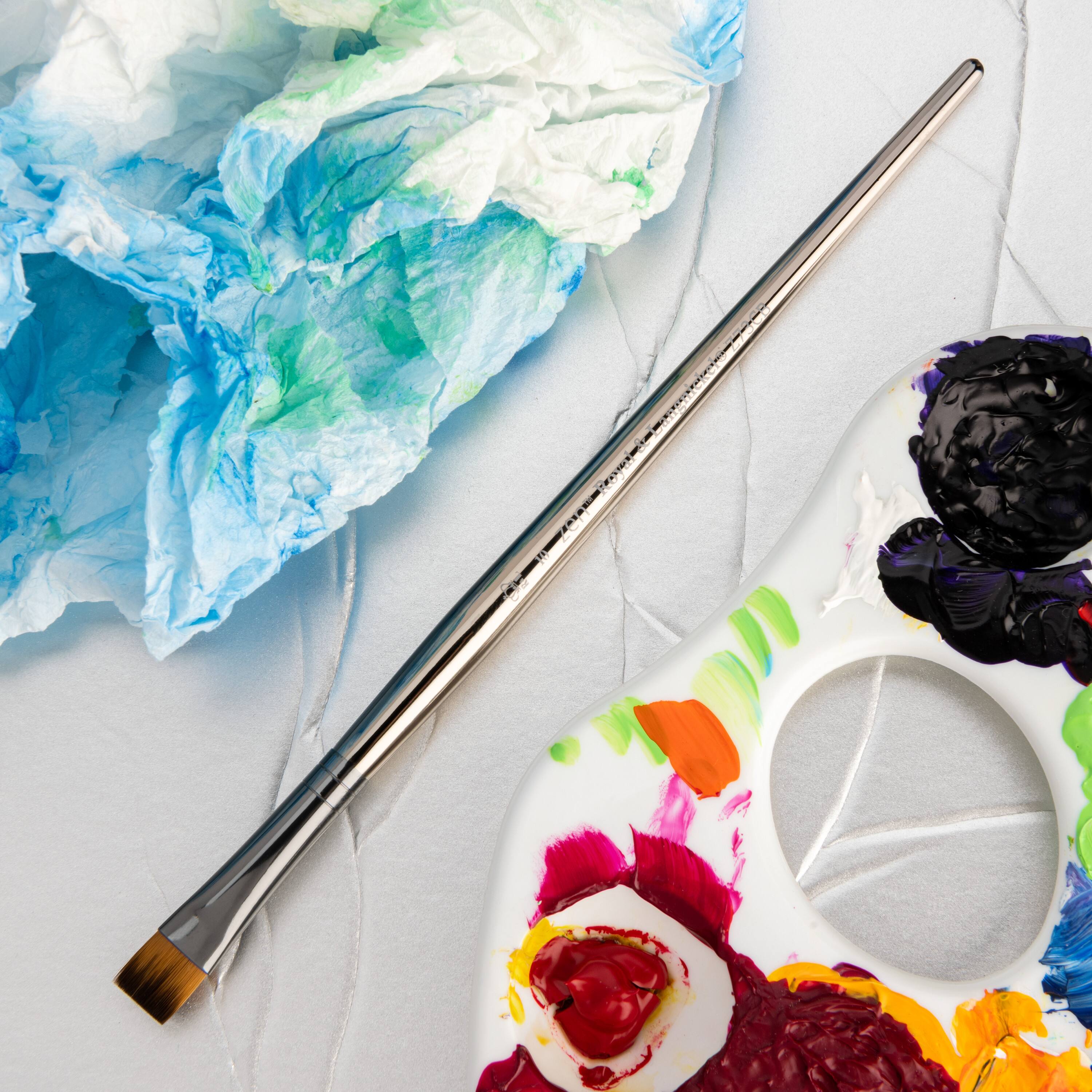 Zen® Series 73 Synthetic All Media Short Handle Chisel Blender Brush, Size 10