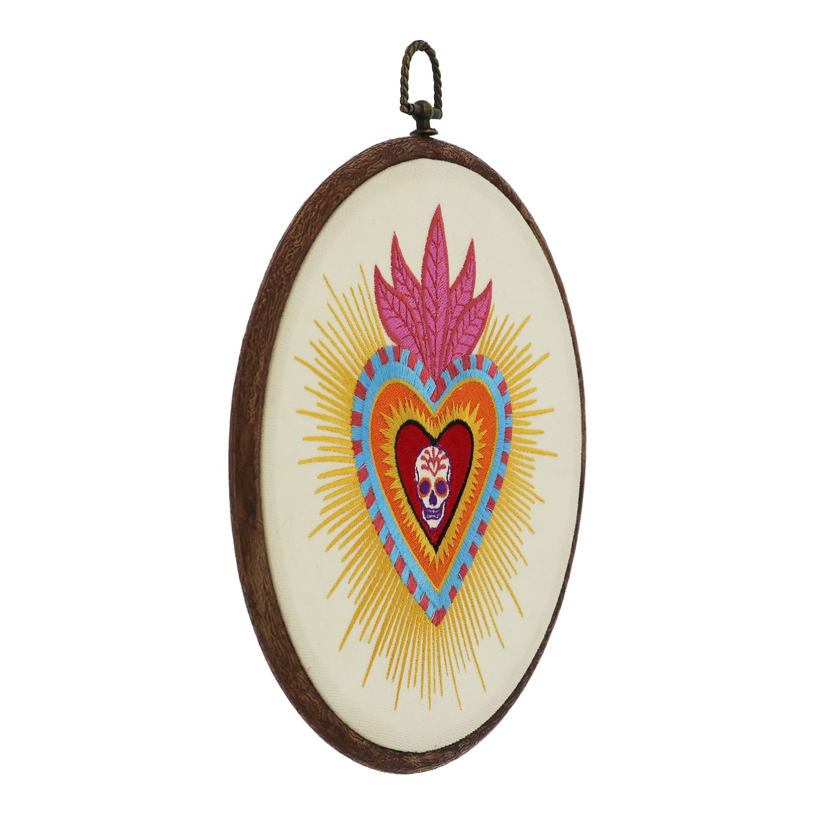 9.75&#x22; Day of the Dead Sacred Heart Wall D&#xE9;cor in Embroidery Hoop by Ashland&#xAE;