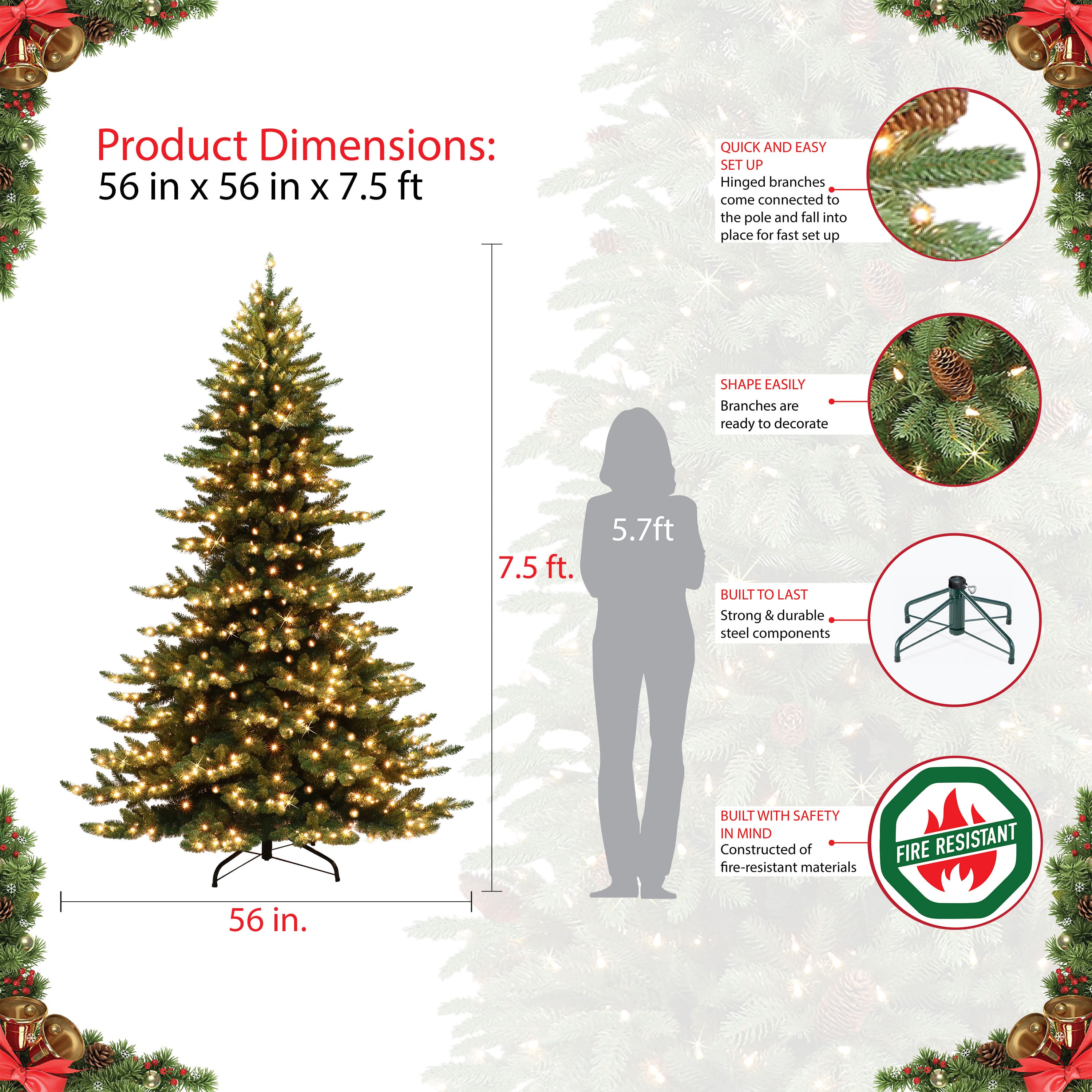 7.5ft. Pre-Lit Royal Majestic Spruce Artificial Christmas Tree, Clear Lights