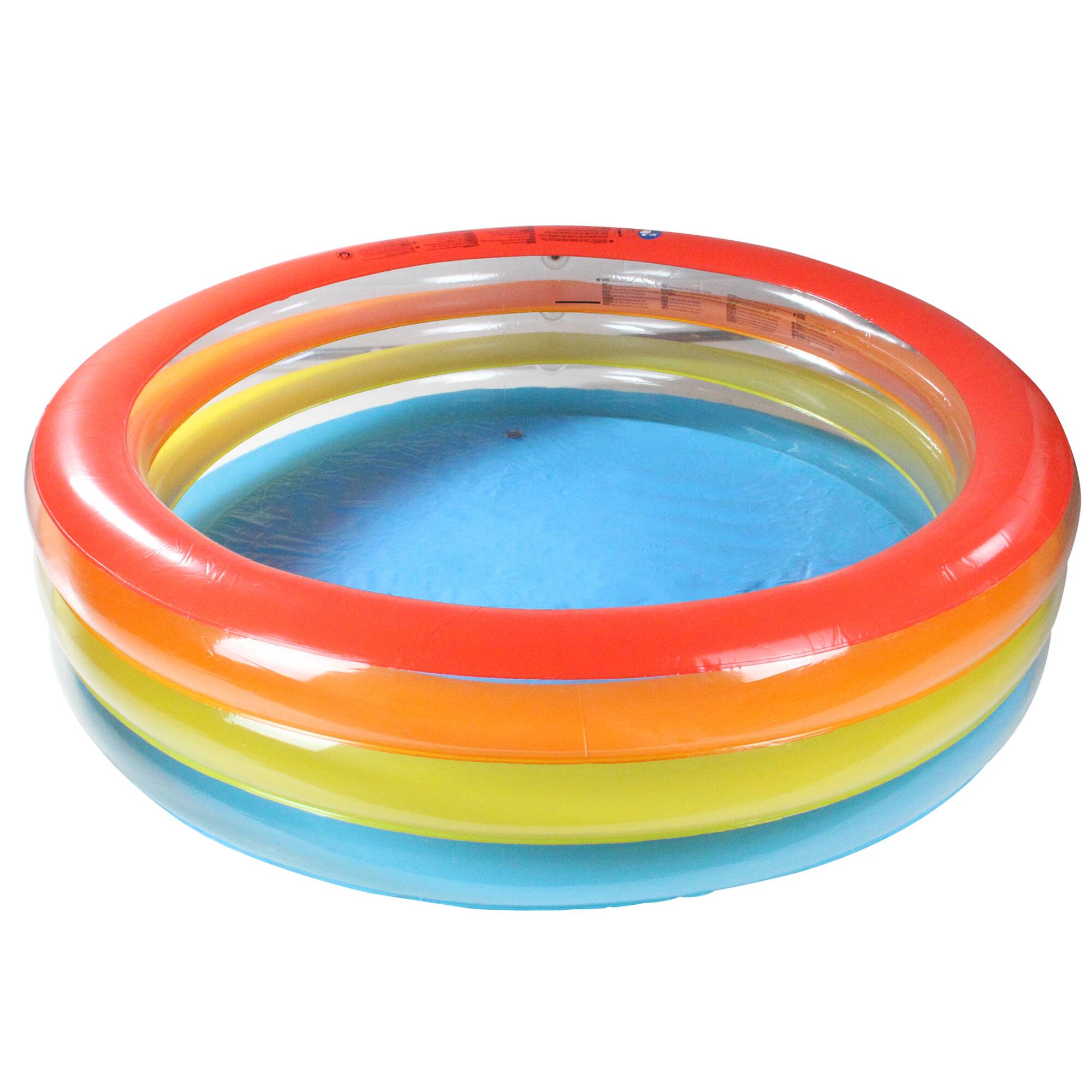 Pool Central&#xAE; 6ft. Inflatable Multicolor 3 Ring Transparent Swimming Pool