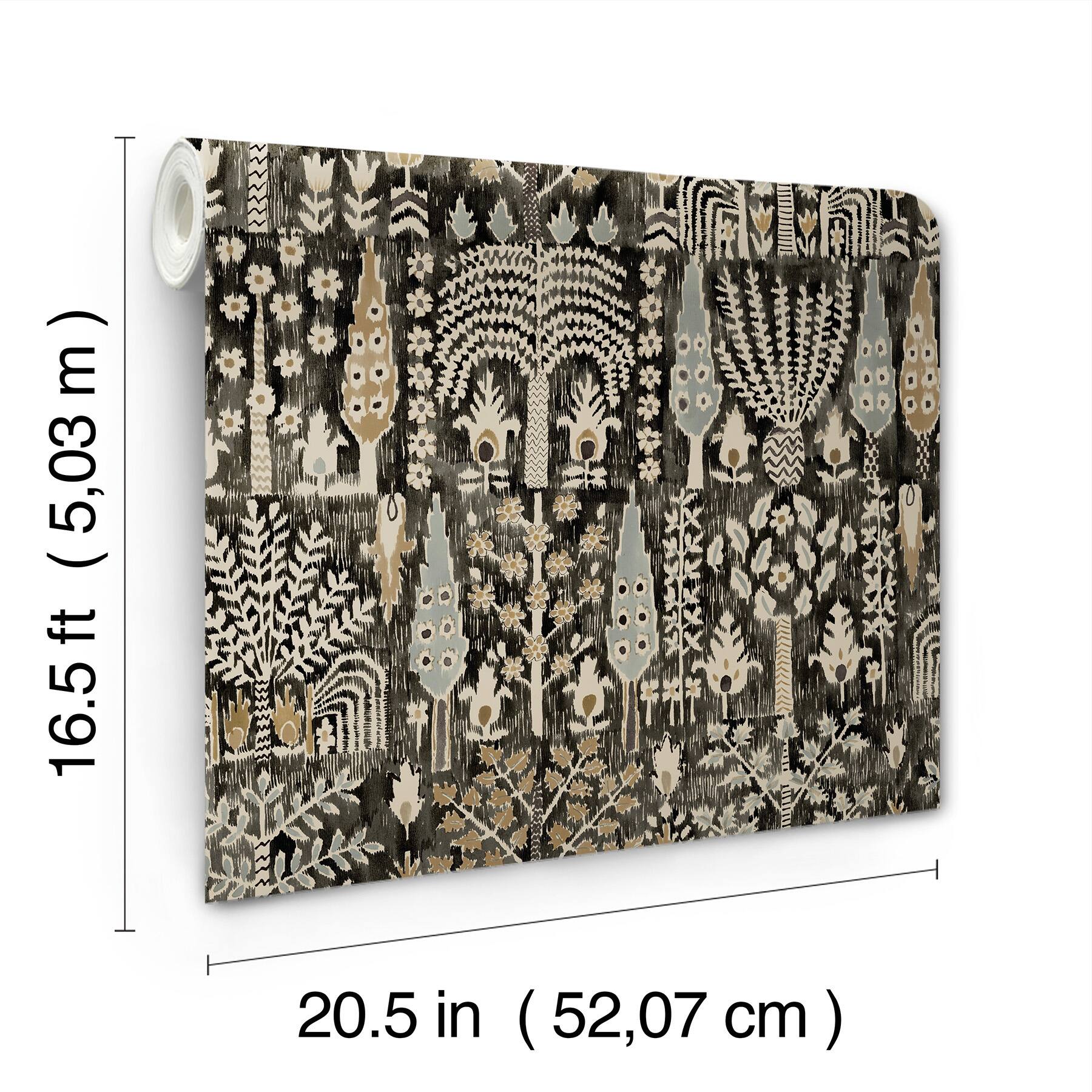 RoomMates Black Persian Ikat Peel &#x26; Stick Wallpaper