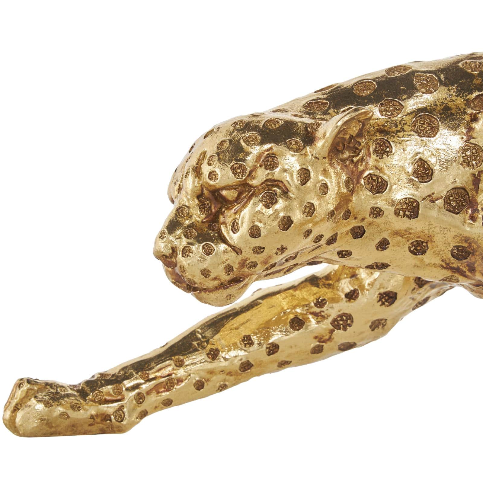25.5" Gold Leopard Sculpture with Textured Spots
