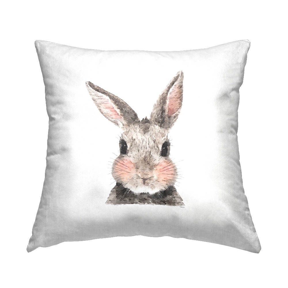 Stupell Industries Cute Bunny Face Pink Cheeks, Cute Bunny Face Pink Cheeks Decorative Printed Throw Pillow