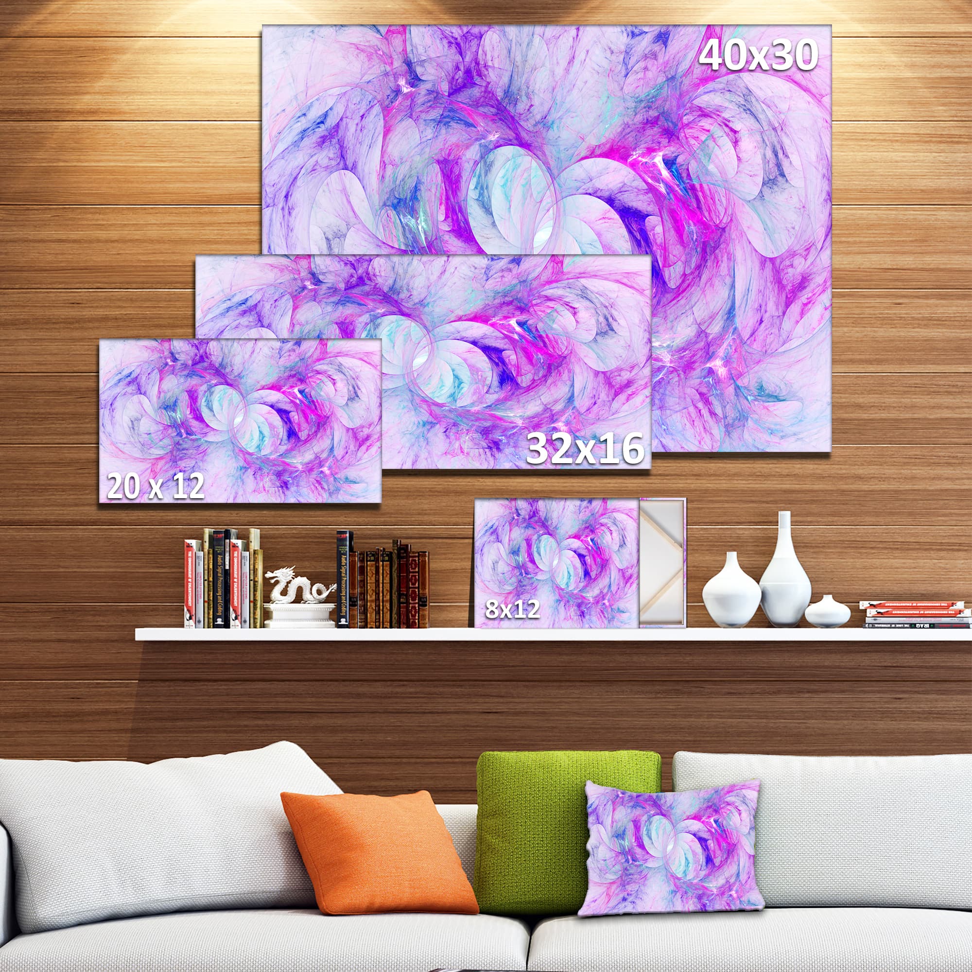 Designart - Light Purple Fractal Texture - Abstract Canvas Art Print