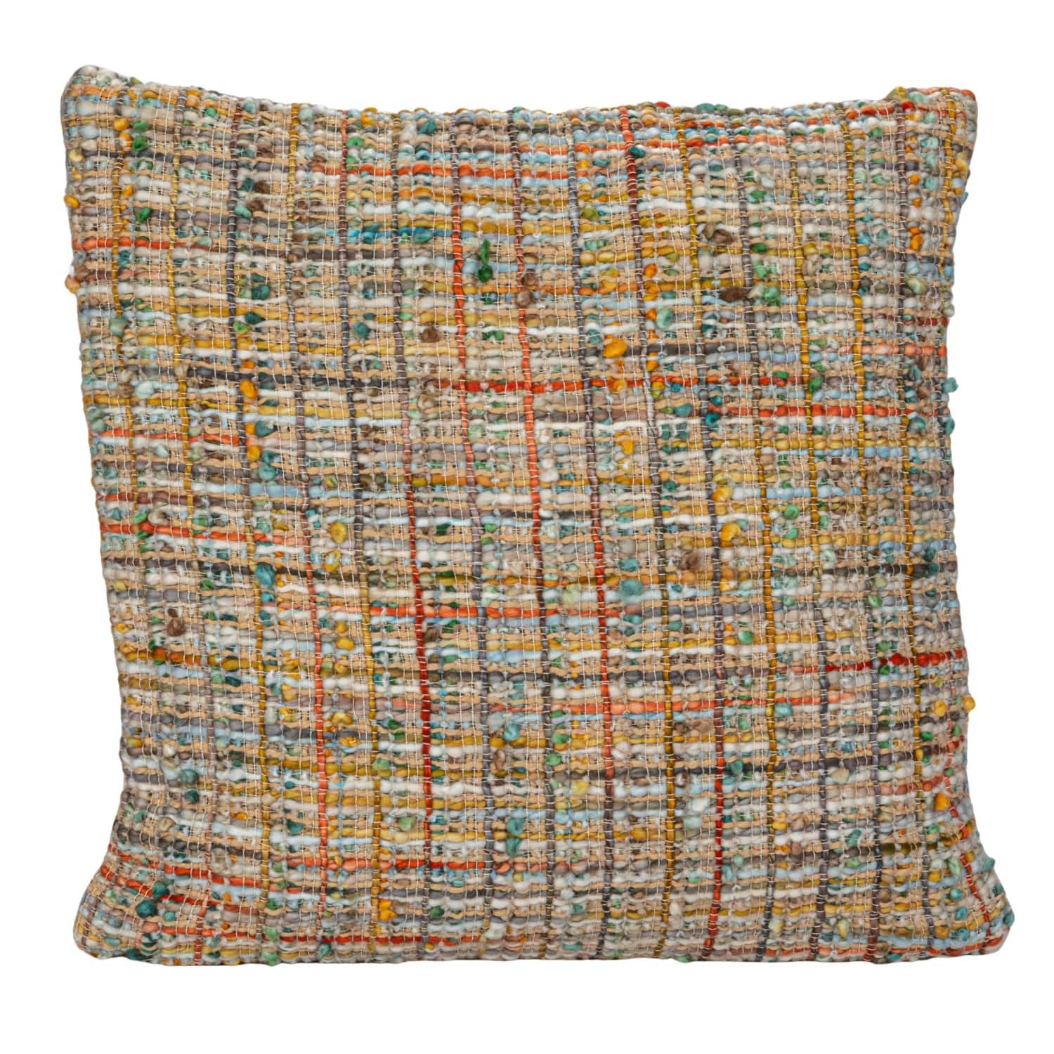 18&#x22; Multicolor Woven Acrylic Blend Boucl&#xE9; Pillow