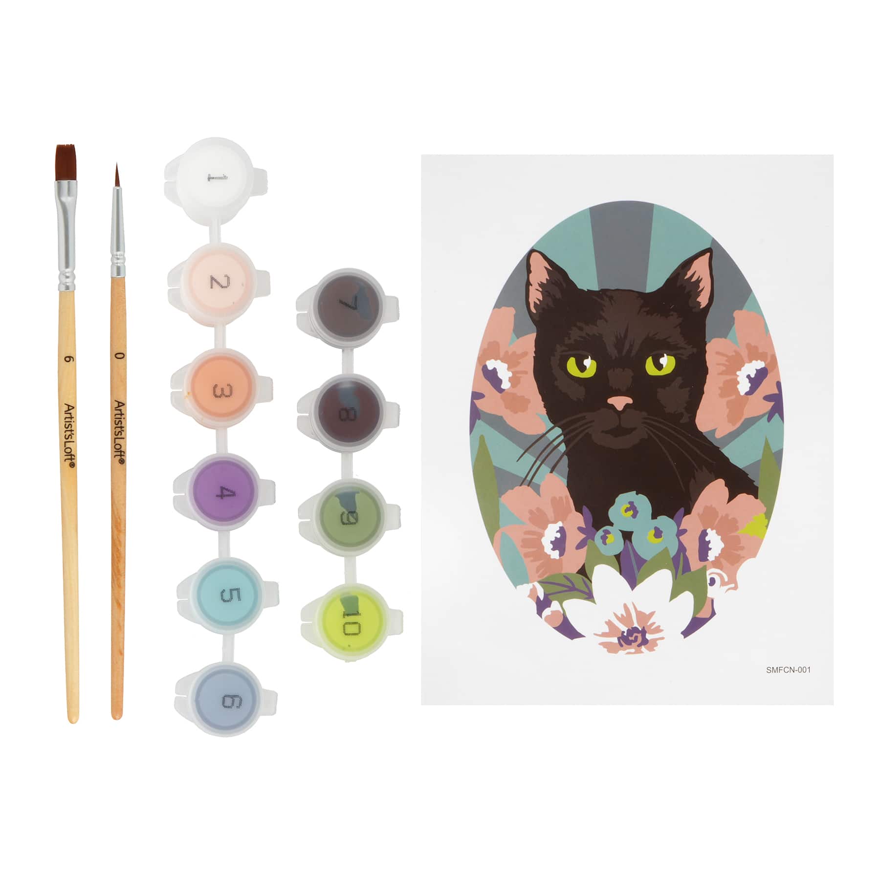 Cat with Florals Paint-by-Number Framed Mini Kit by Artist&#x27;s Loft&#xAE;