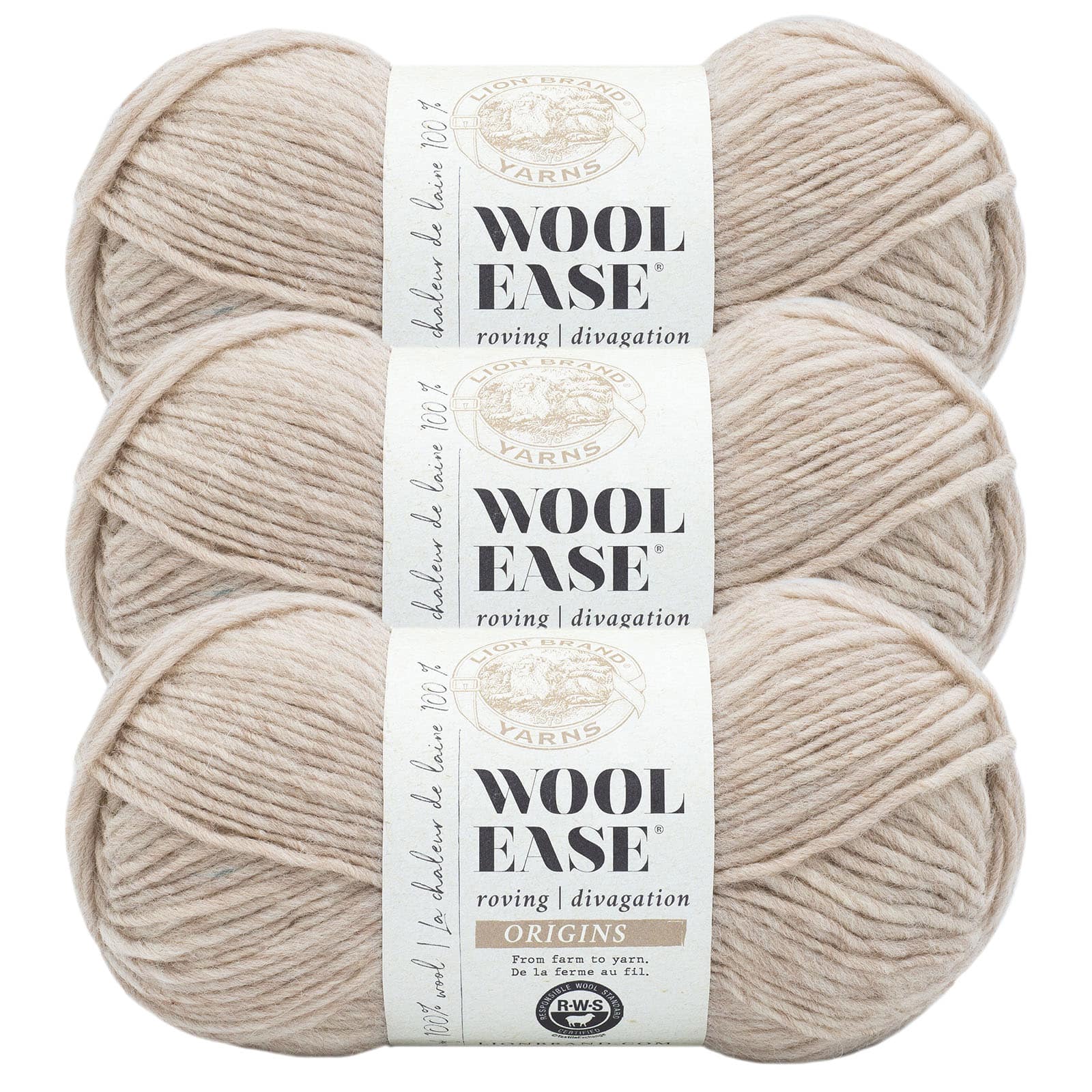 3 Pack Lion Brand® Wool-Ease® Roving Origins Yarn