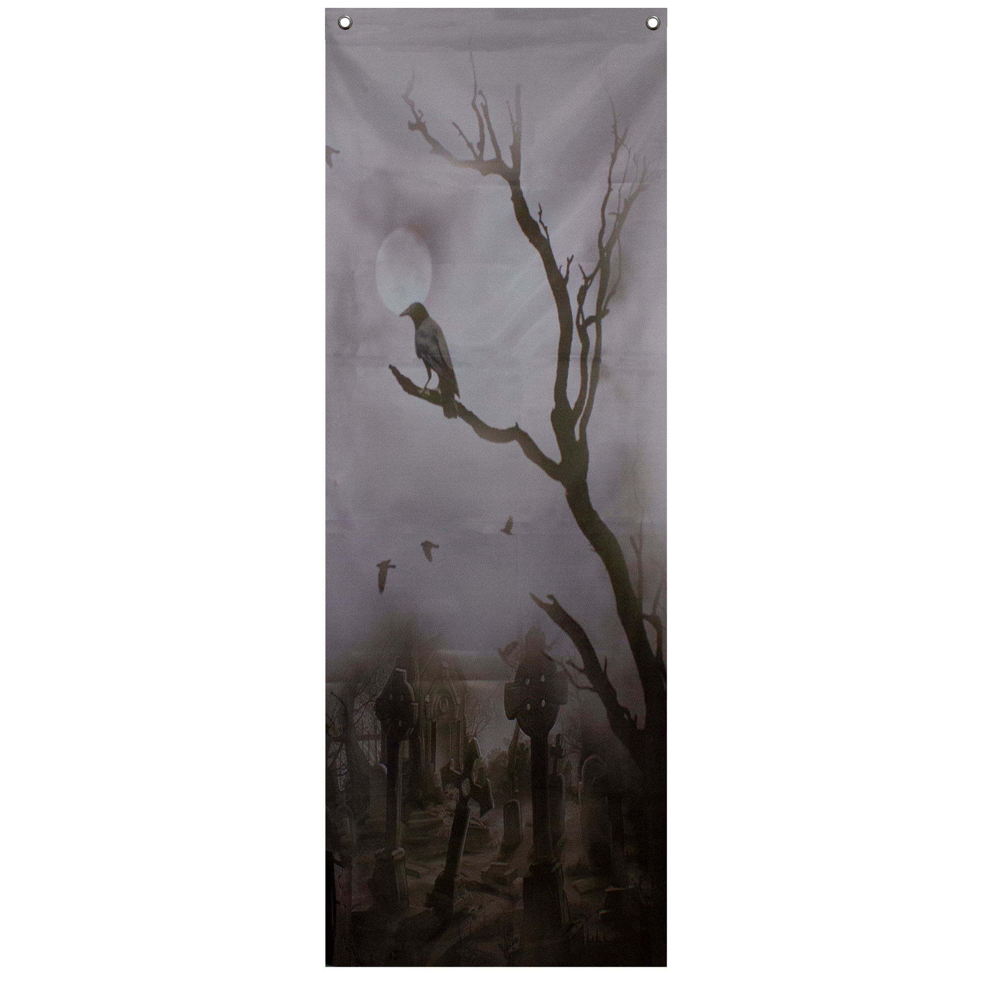 71&#x22; Dark Gray Graveyard Scene Halloween Door Decoration