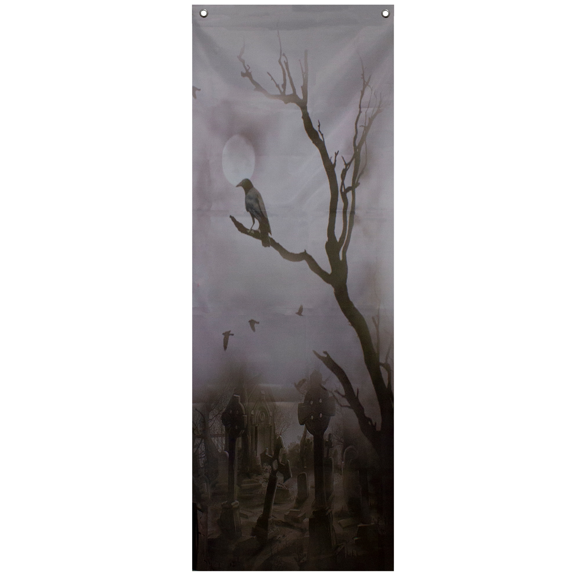 71" Dark Gray Graveyard Scene Halloween Door Decoration