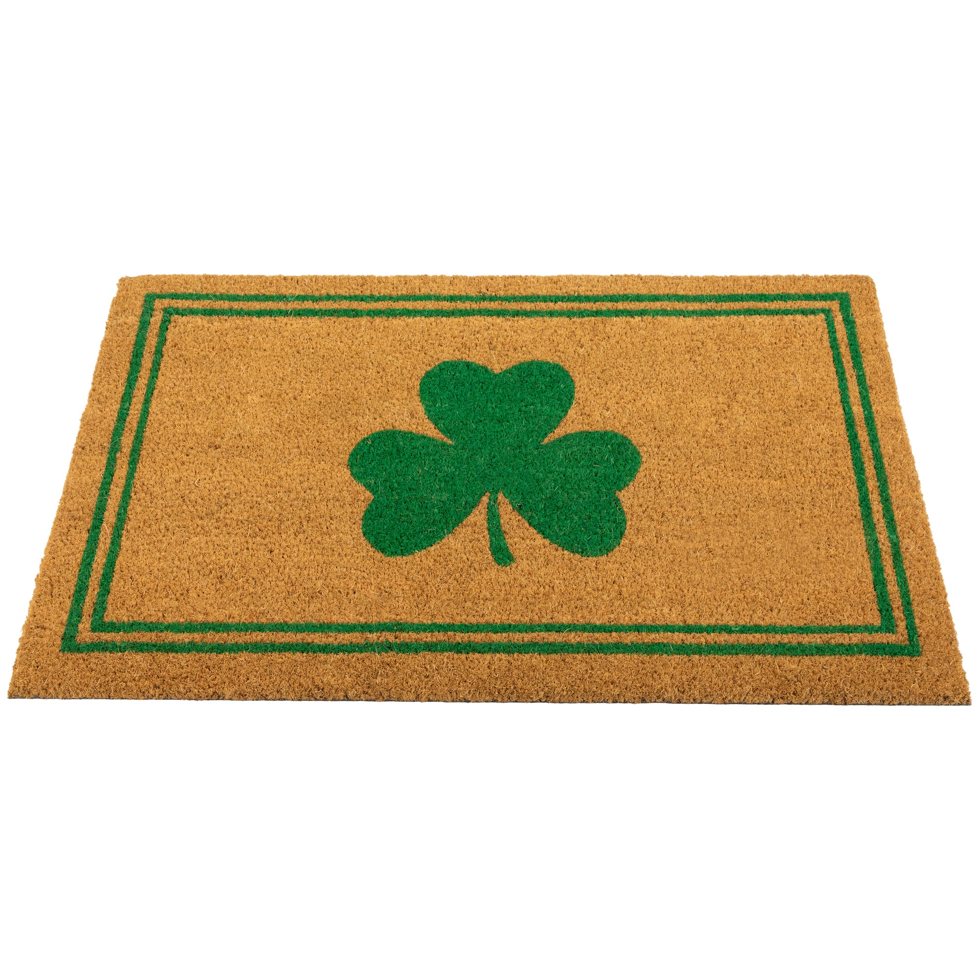 Green Shamrock & Double Stripe Doormat
