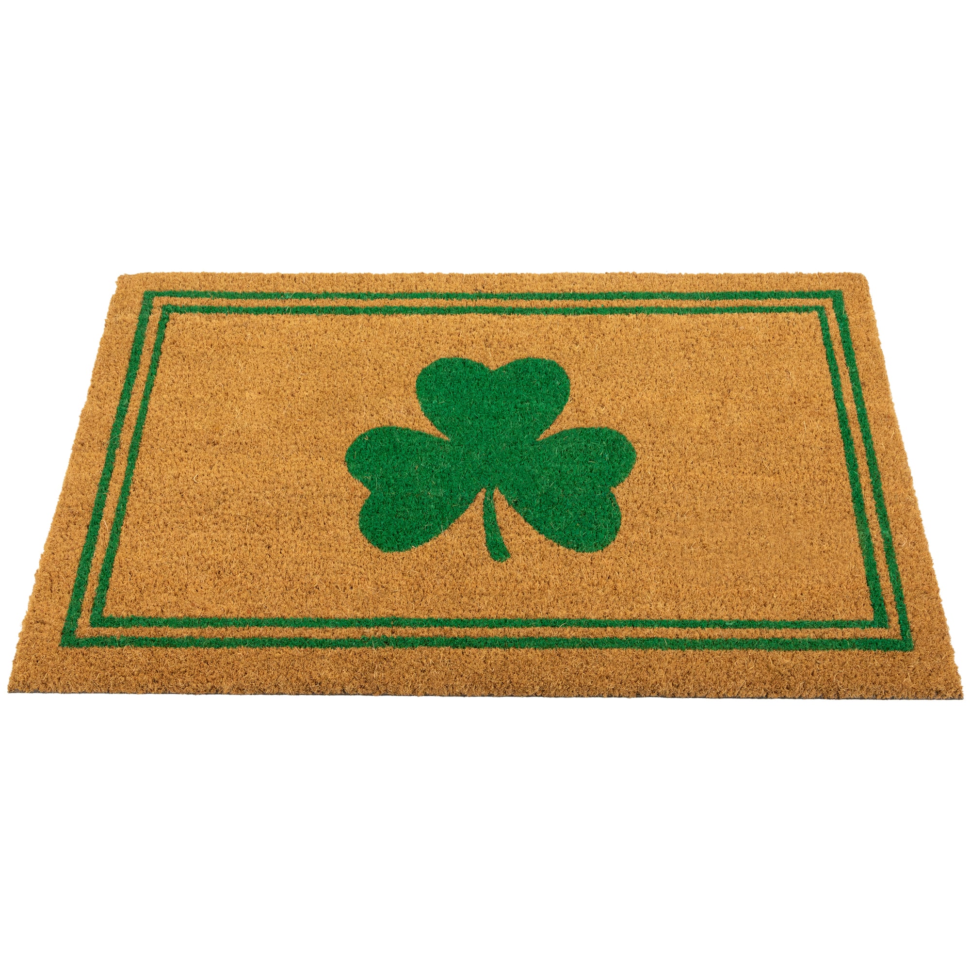 Green Shamrock &#x26; Double Stripe Doormat