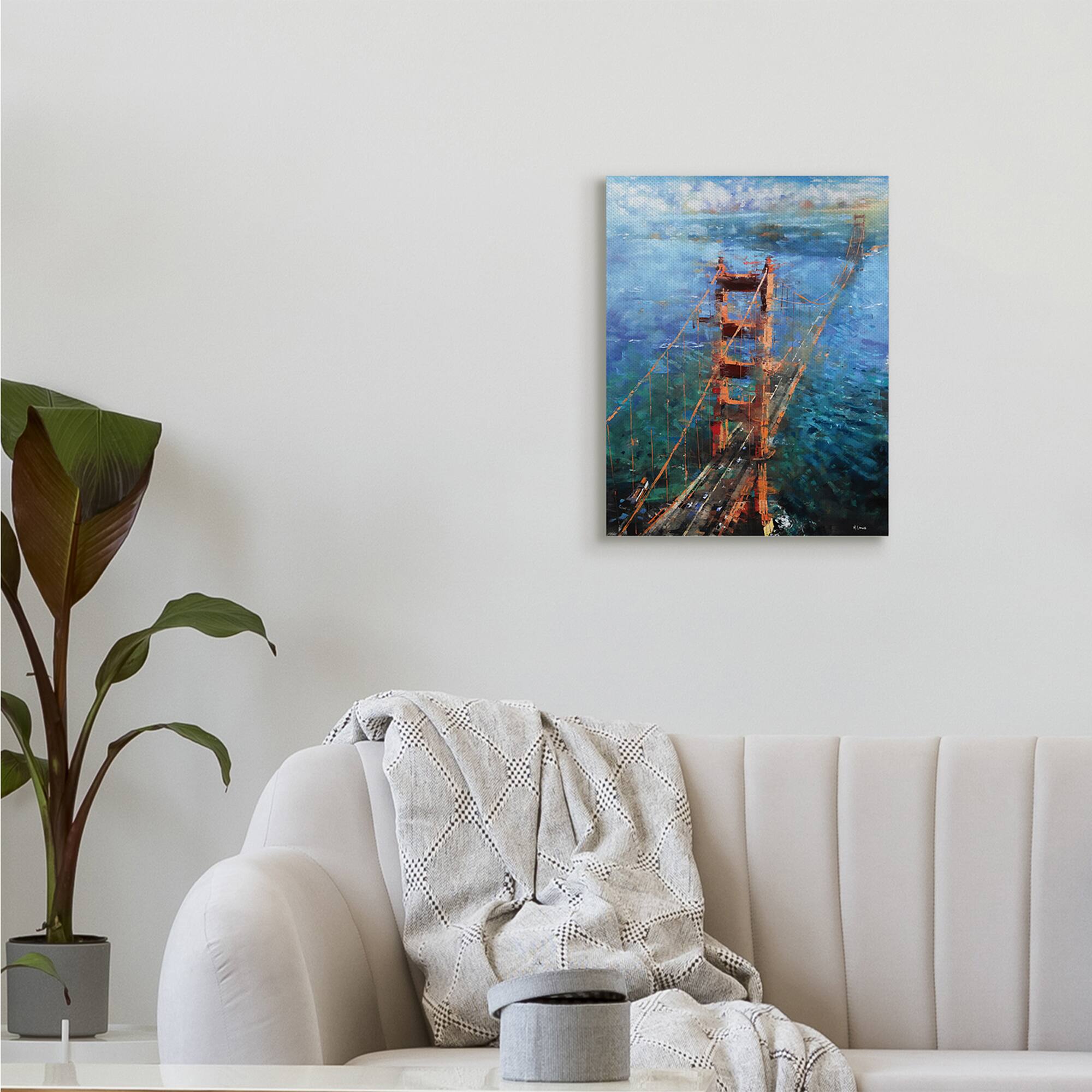 Stupell Industries Golden Gate Bridge Contemporary Abstract Aerial View Canvas Wall Art
