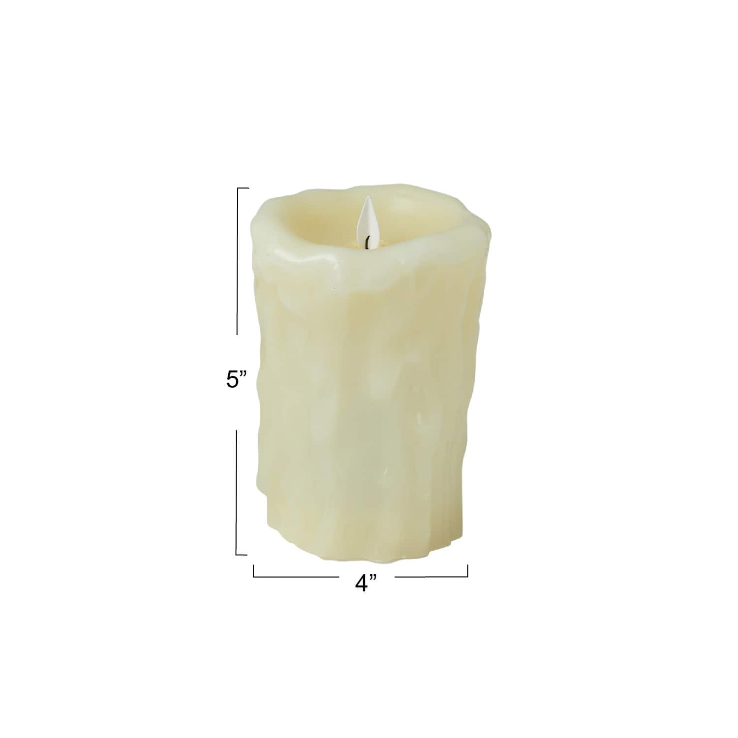 Hello Honey® 5" Ivory Pillar LED Candle with Embossed Faux Melted Wax