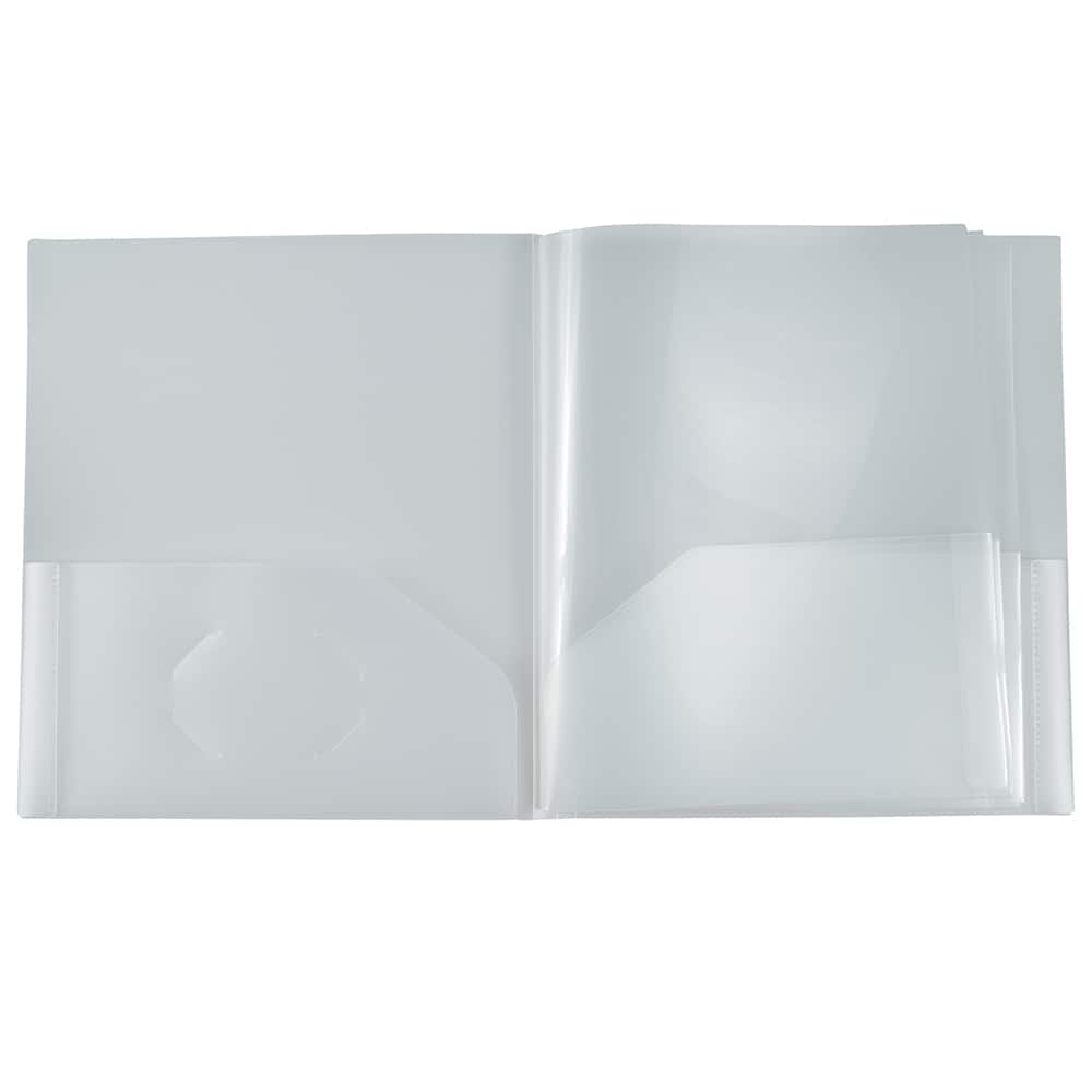 JAM Paper Clear Heavy Duty Plastic 10-Pocket Folder, 3ct.