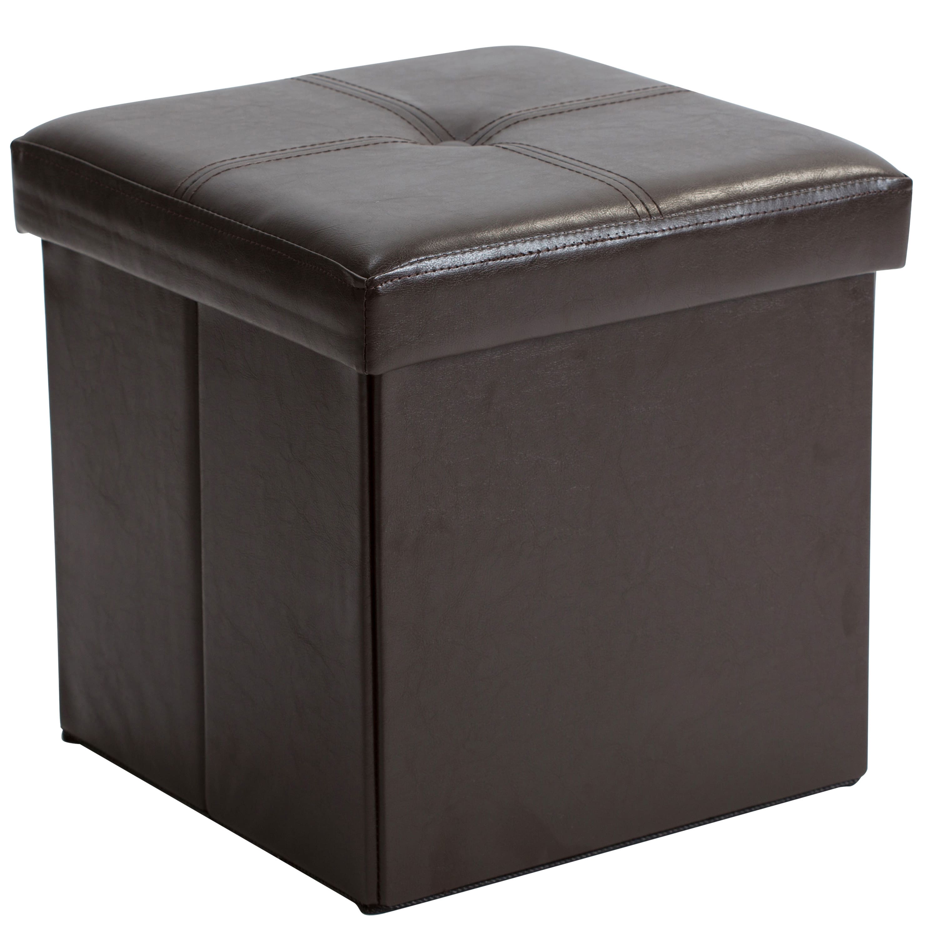 Simplify Faux Leather Folding Storage Ottoman Cube