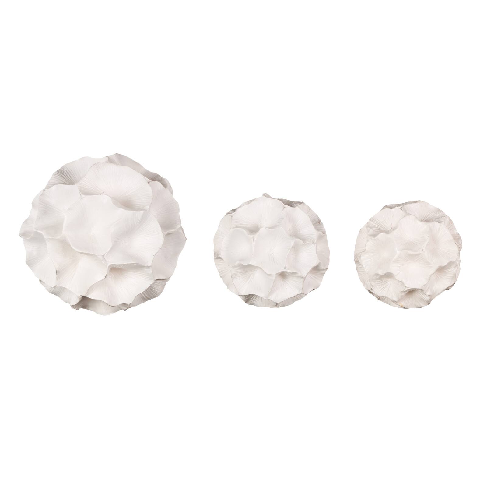 White Resin Floral Decorative Orbs & Vase Filler with Varying Sizes, Set of 3.