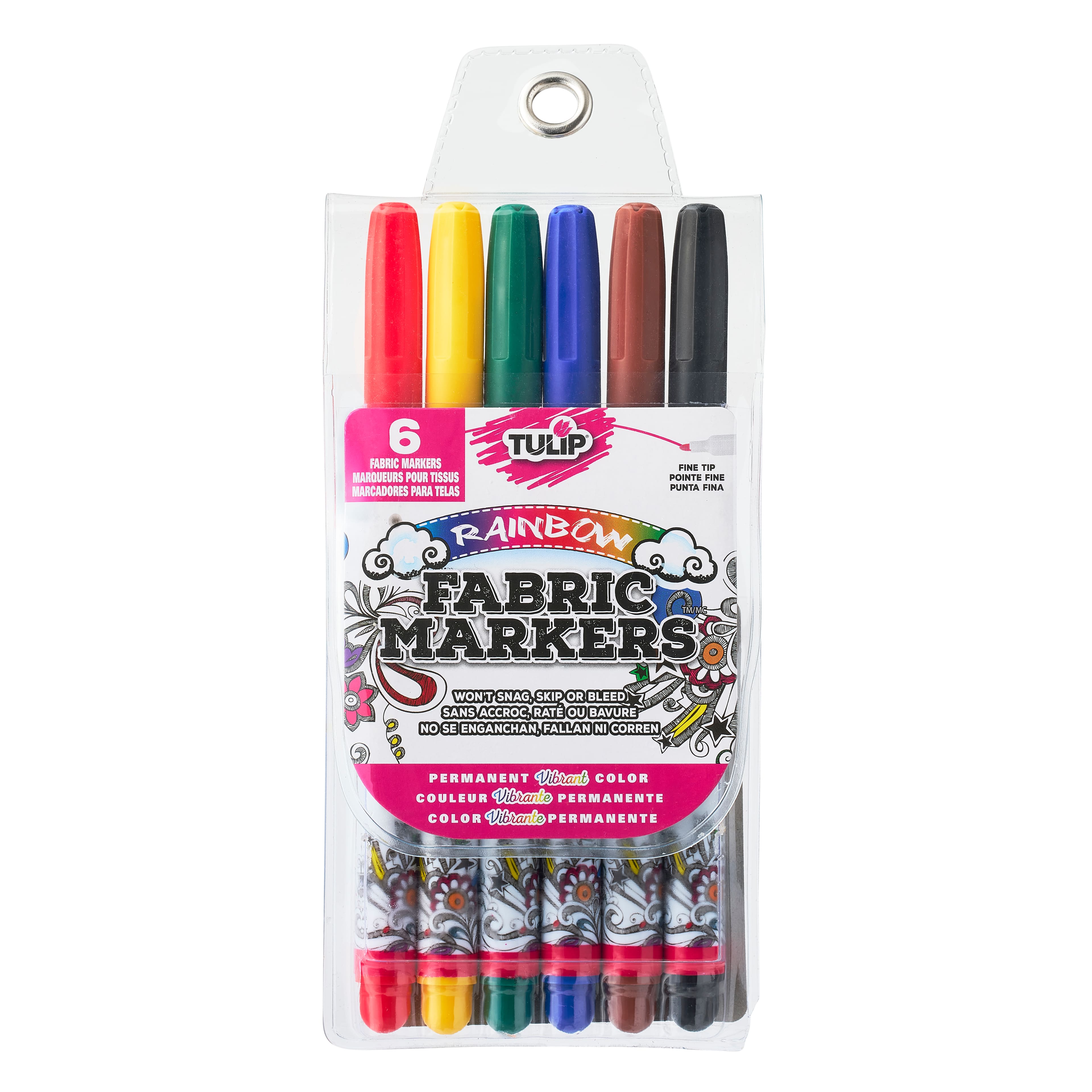 Tulip® Fabric Markers®, Fine Tip Primary, 6 Pack