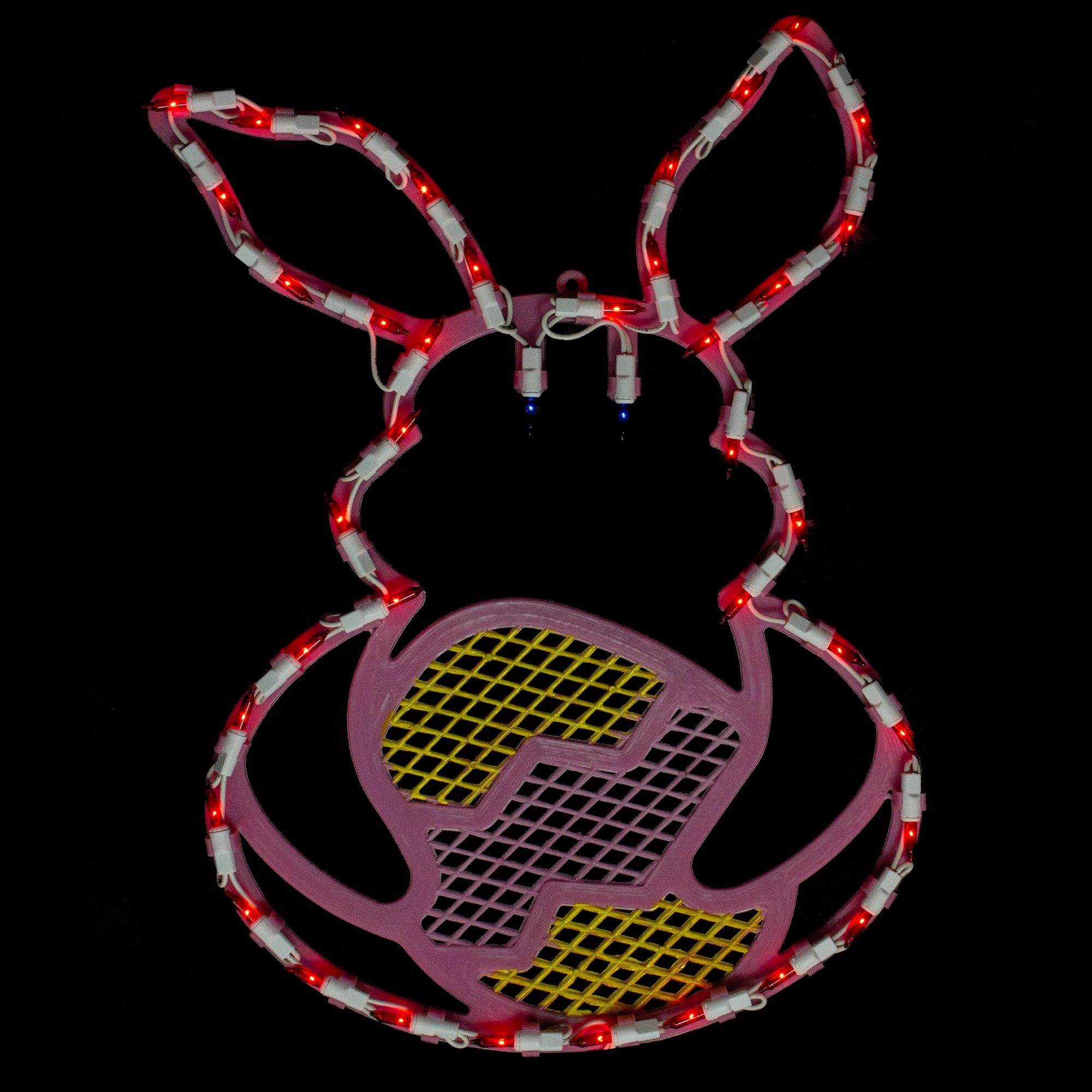 16.5" Lighted Pink Bunny with Easter Egg Window Silhouette Decoration