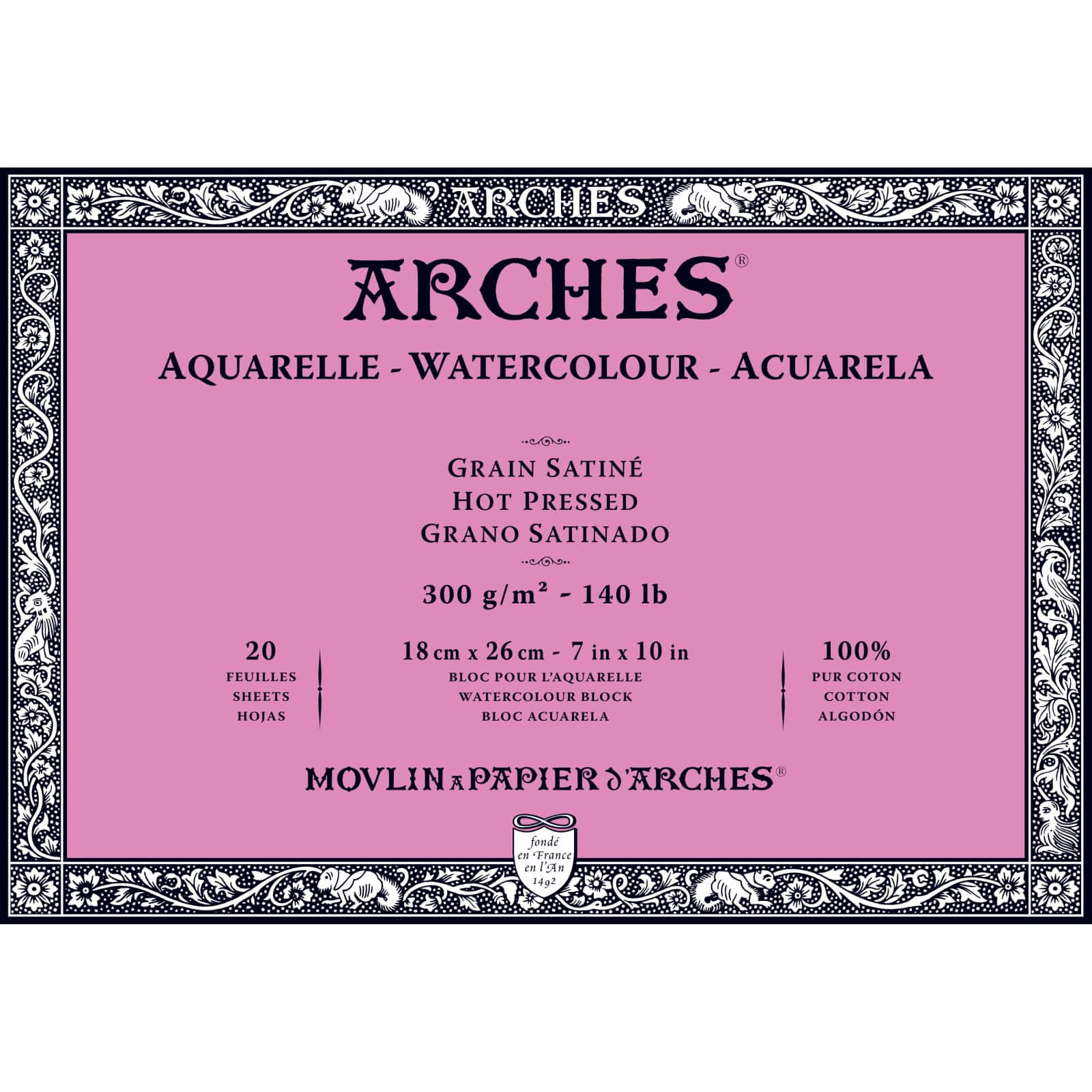  Arches Watercolor Paper Block, Hot Press, 11 x 14