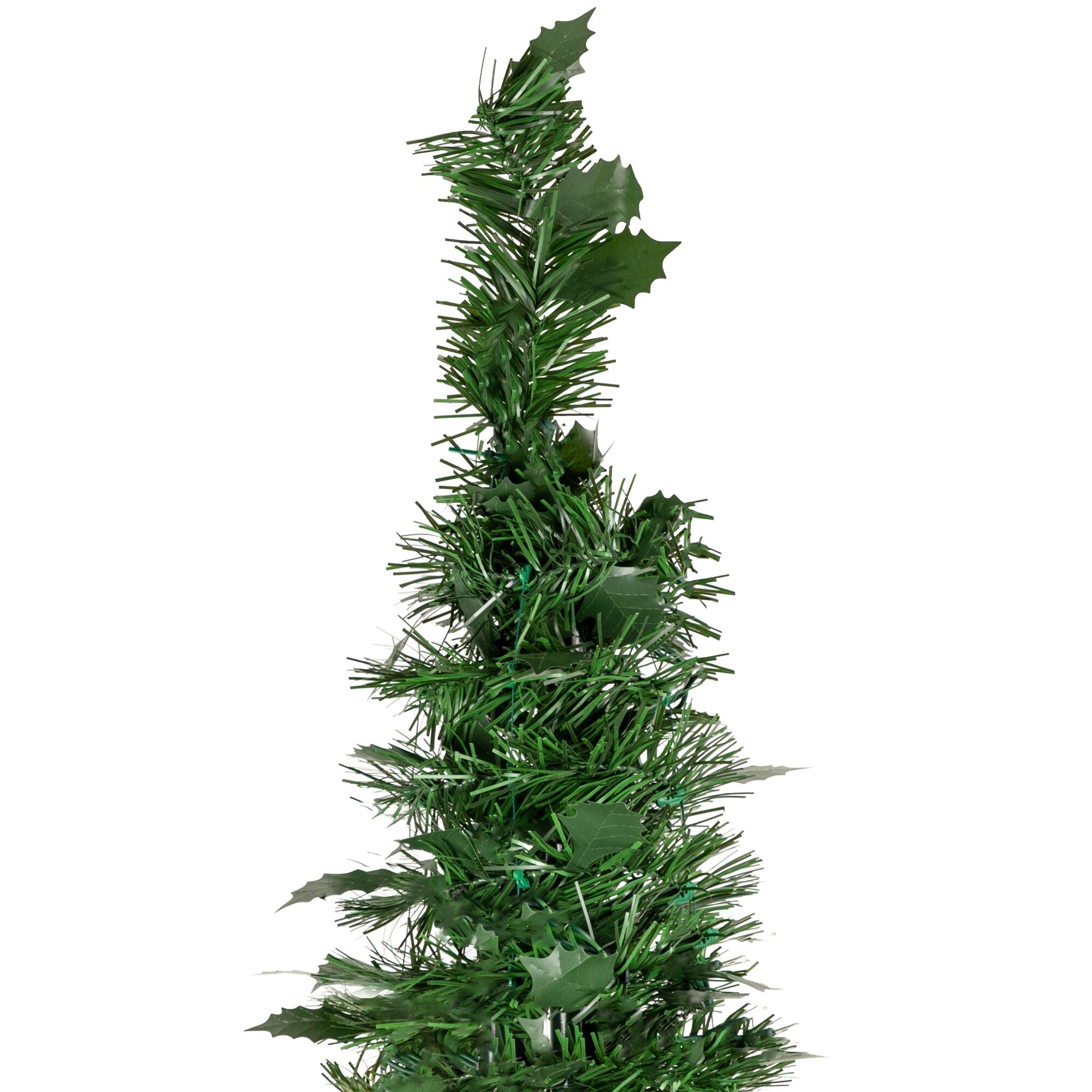 6ft. Unlit Green Tinsel Pop-Up Artificial Christmas Tree