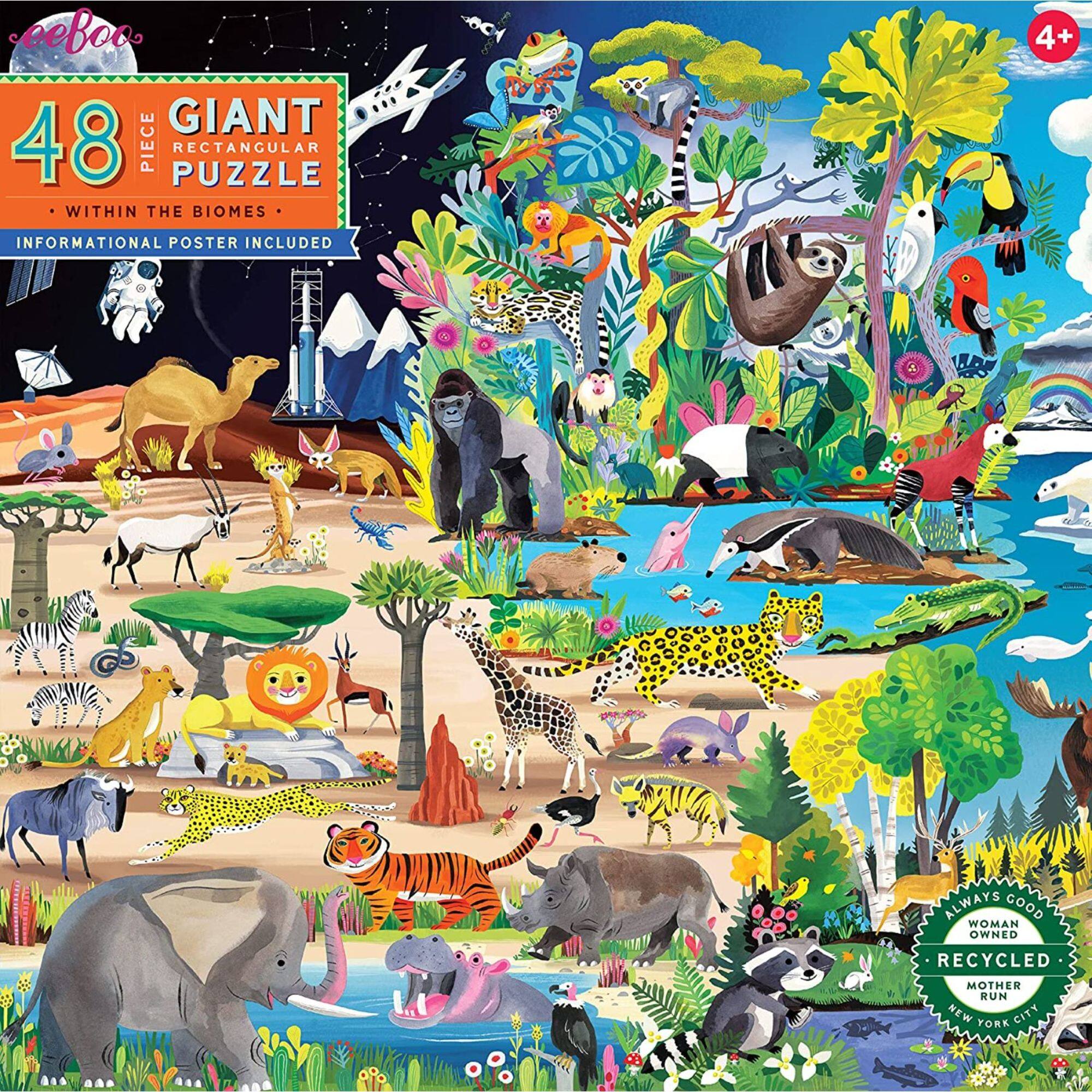 eeBoo Within the Biomes 48 Piece Giant Jigsaw Puzzle