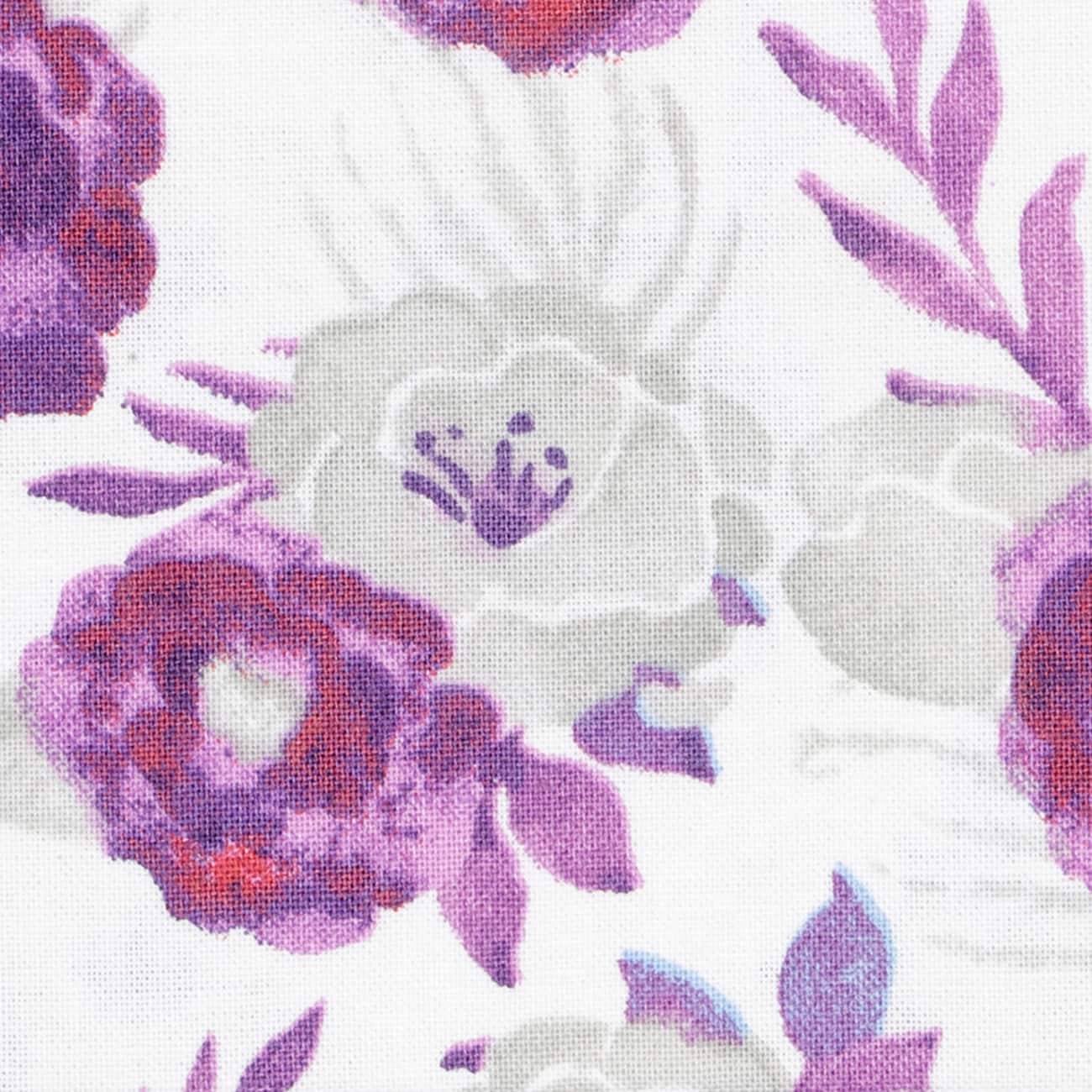 Purple & Grey Floral Cotton Fabric by Loops & Threads™