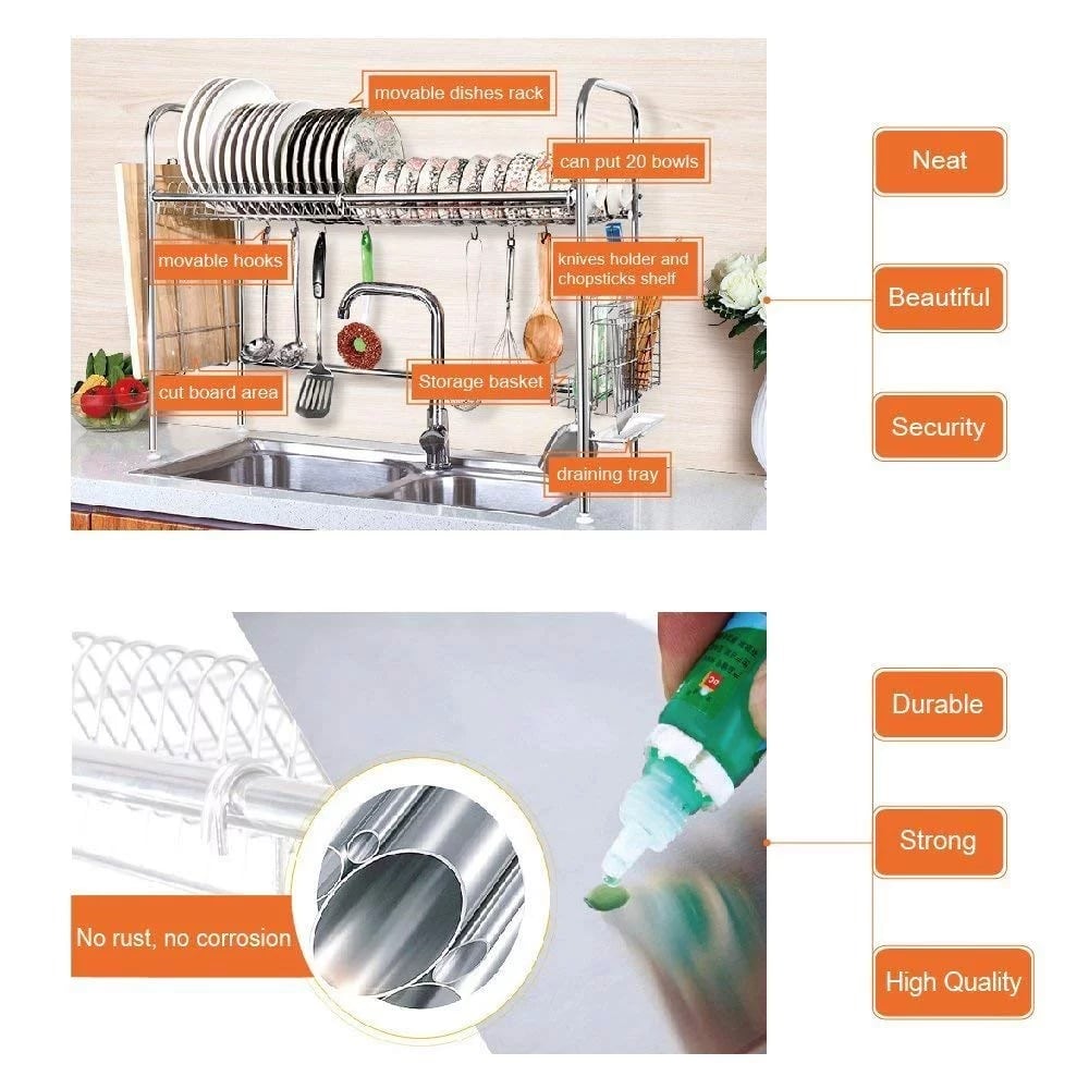 NEX™ Stainless Steel Single Layer Adjustable Dish Rack