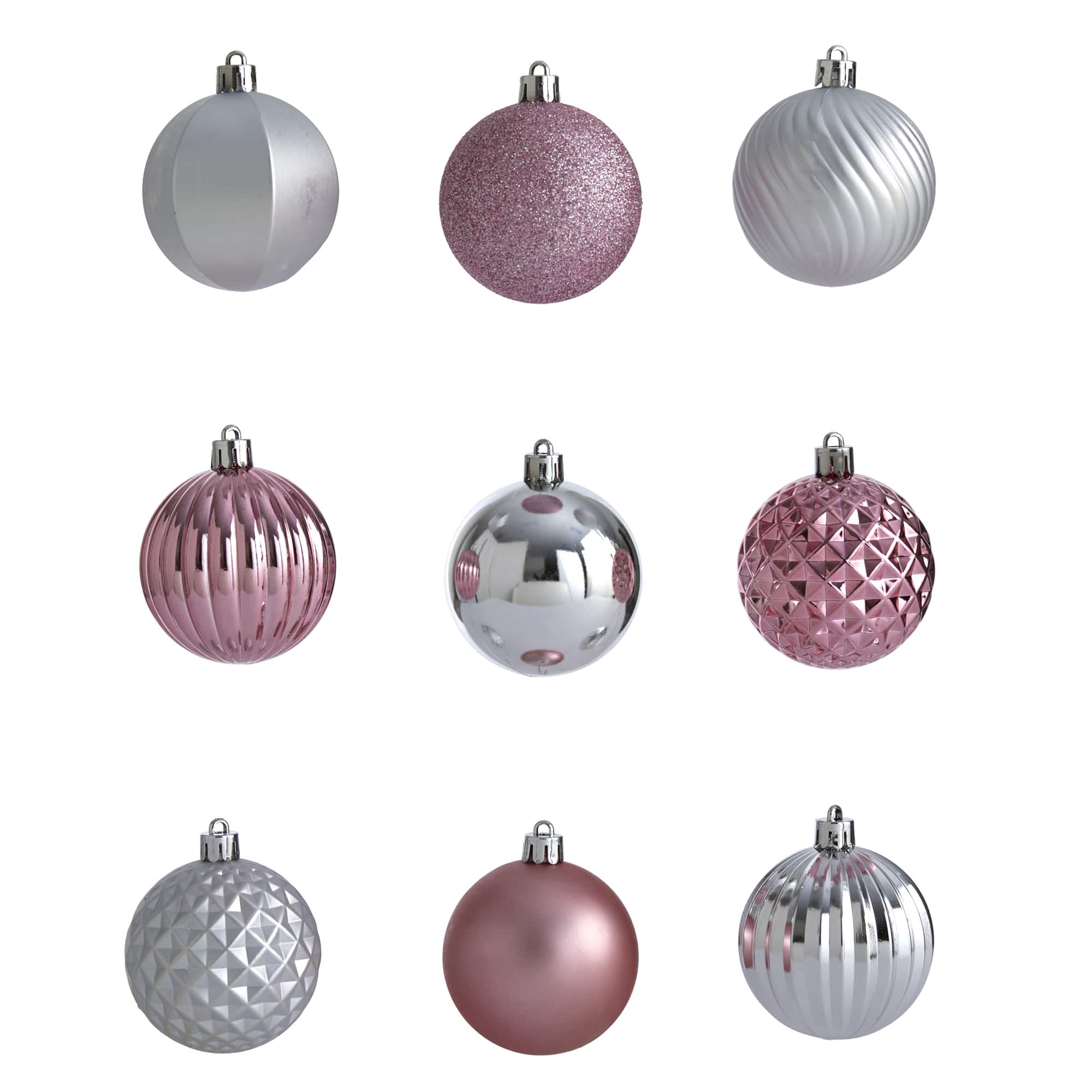 101ct. 2" Pink & Silver Shatterproof Ball Ornaments